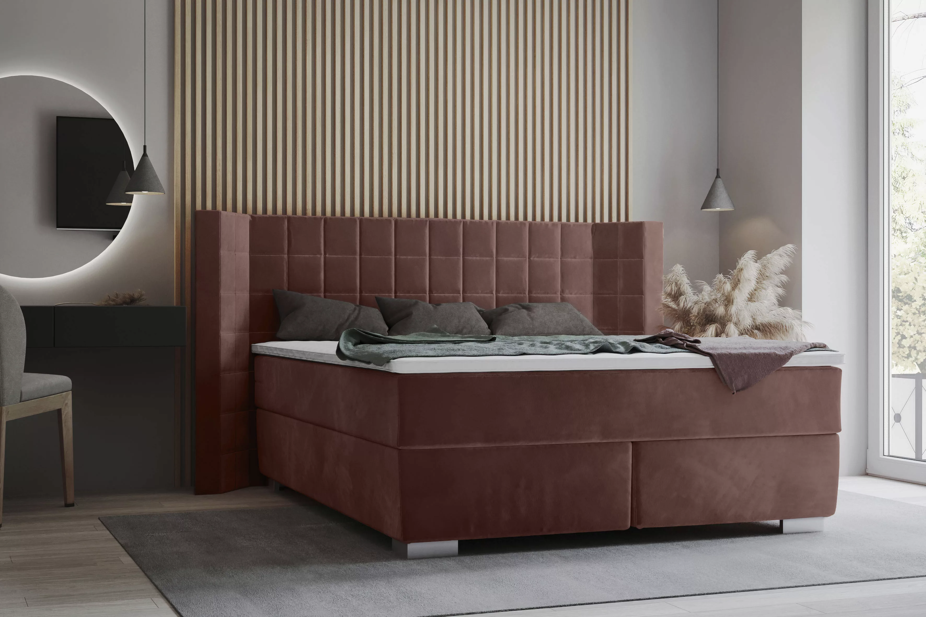 Places of Style Boxspringbett "Piazza", mit Steppung und Kopfteil mit seitl günstig online kaufen