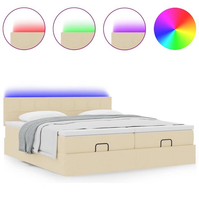 vidaXL Bett Ottoman-Bett mit Matratzen & LEDs Creme 180x200 cm Stoff günstig online kaufen