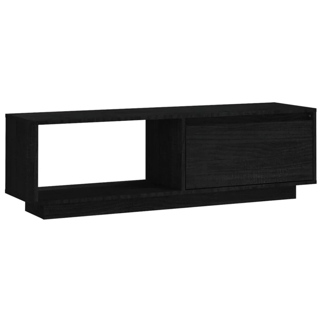 Tv-schrank Schwarz 110x30x33,5 Cm Massivholz Kiefer günstig online kaufen