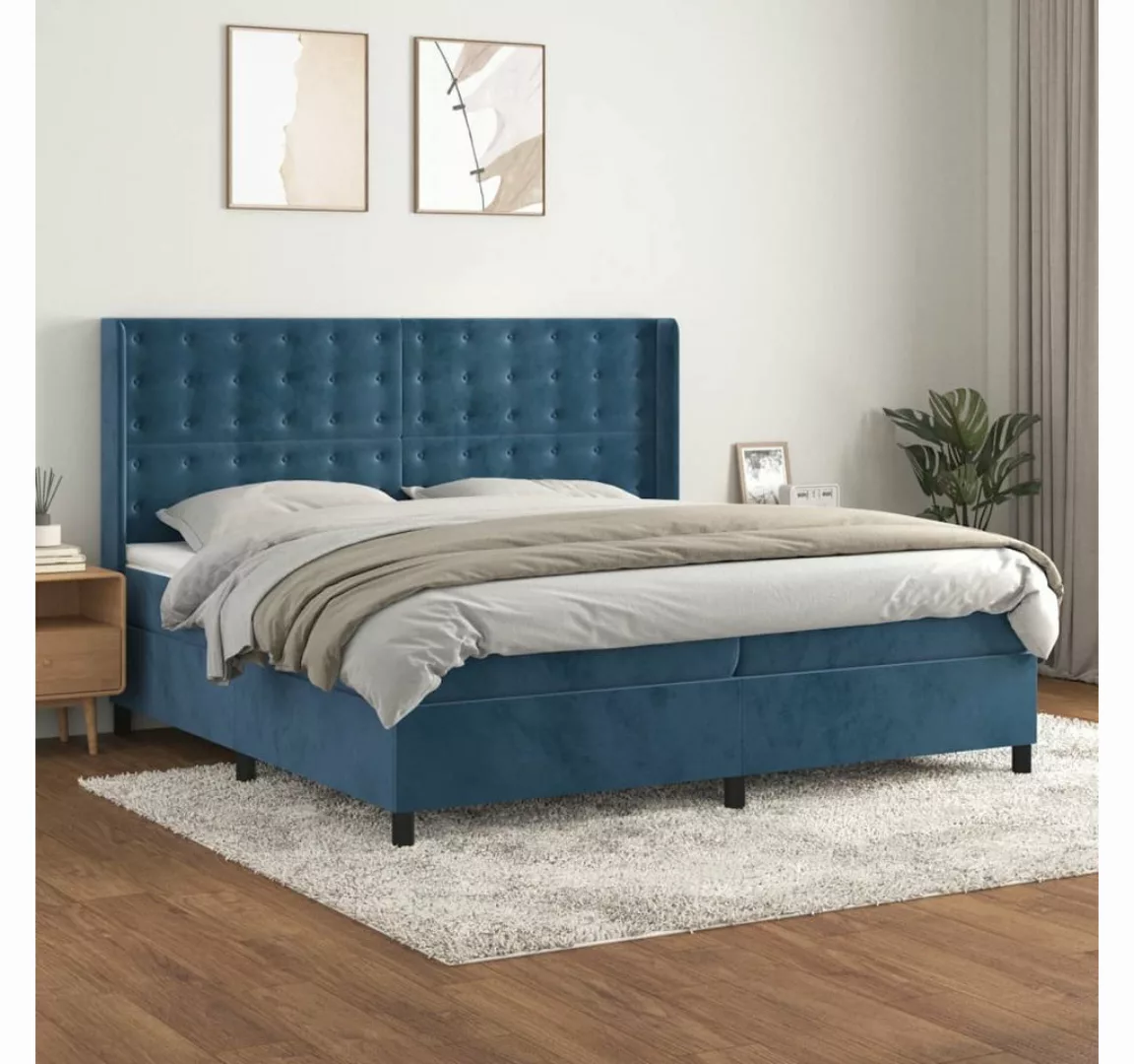 vidaXL Boxspringbett Bett Boxspringbett Samt komplett mit Matratze & Topper günstig online kaufen