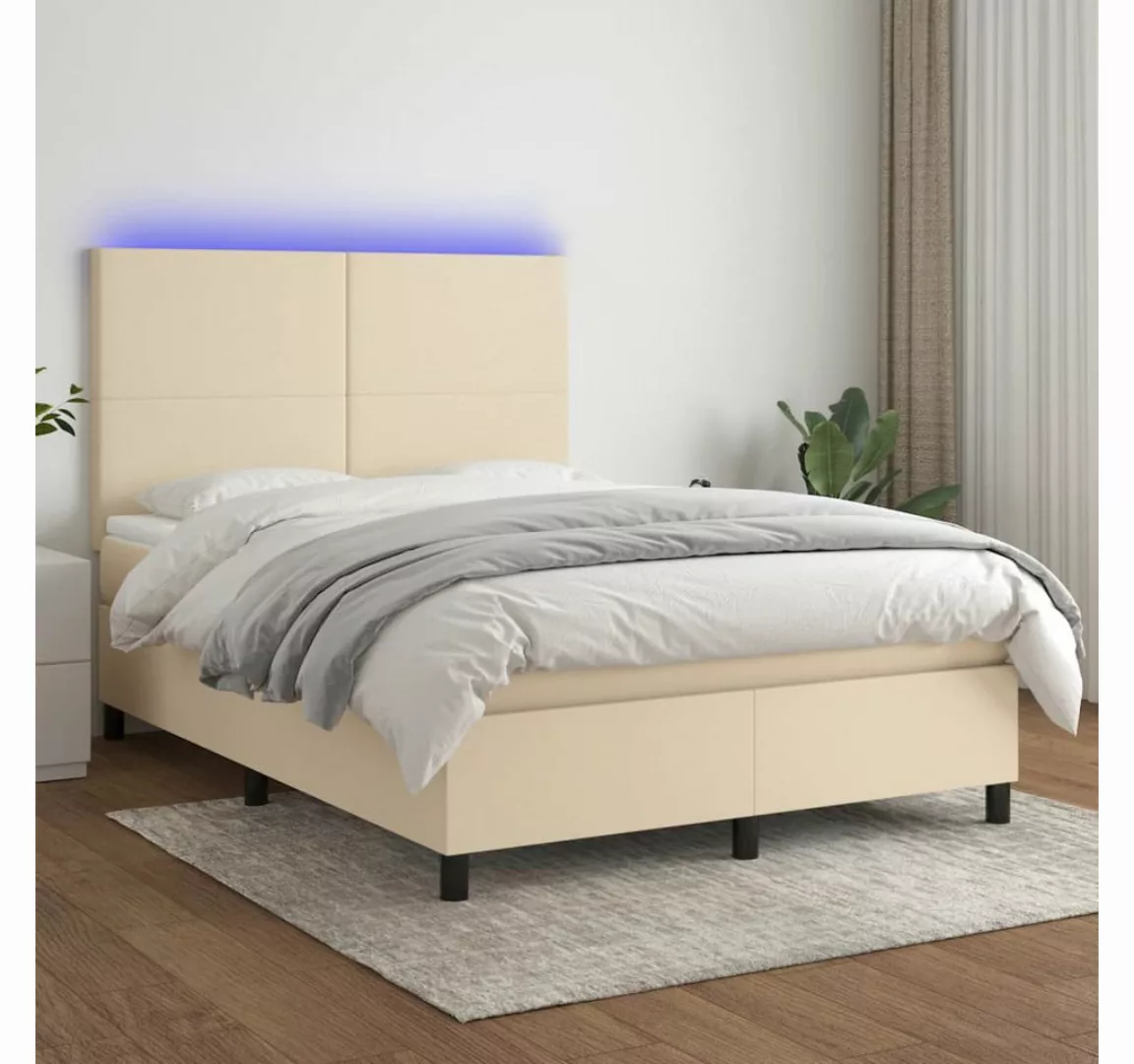 vidaXL Boxspringbett Bett Boxspringbett mit Matratze & LED Stoff (140 x 200 günstig online kaufen