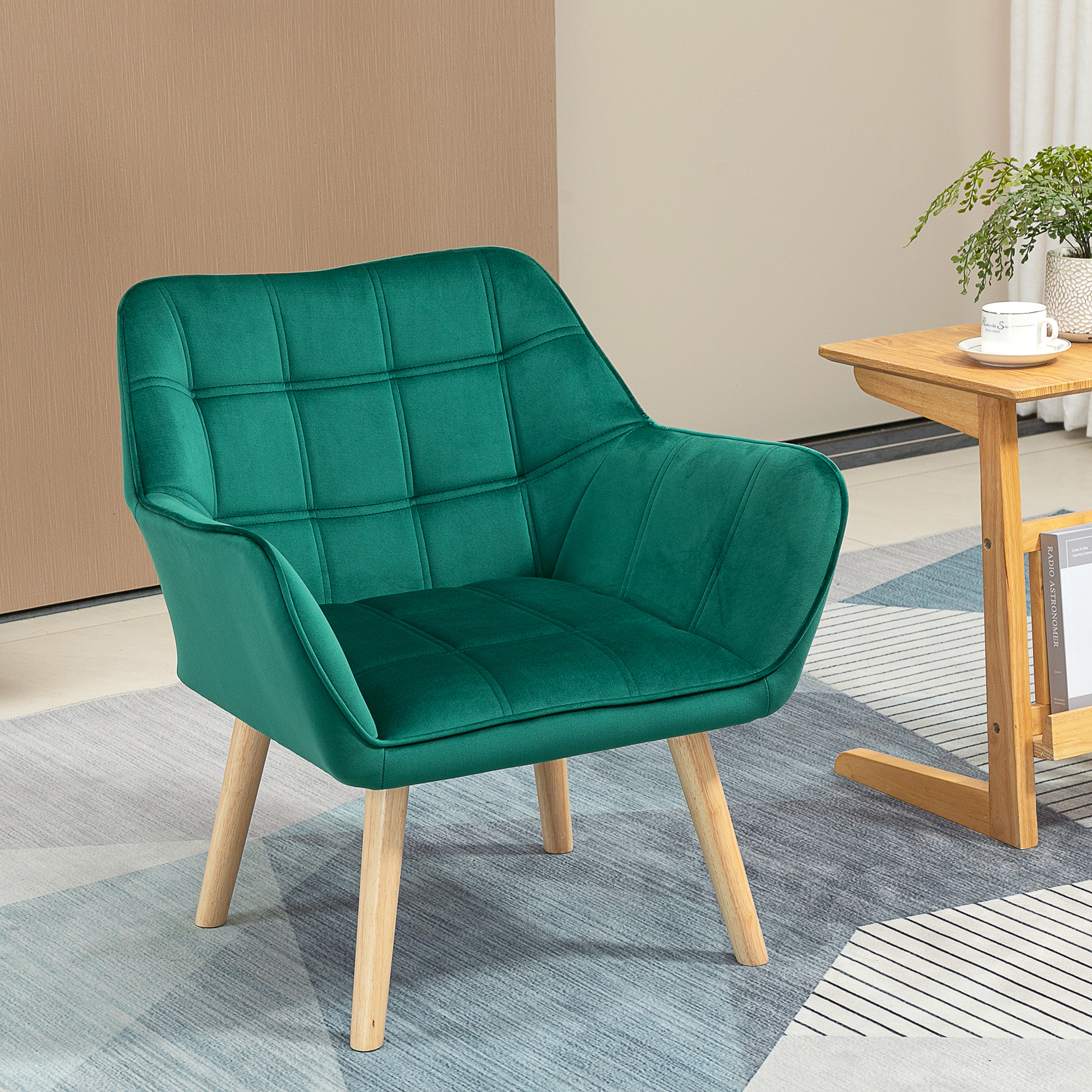 HOMCOM Einzelsessel Relaxsessel Sessel mit Samtoptik, erhöhte Beine skandin günstig online kaufen