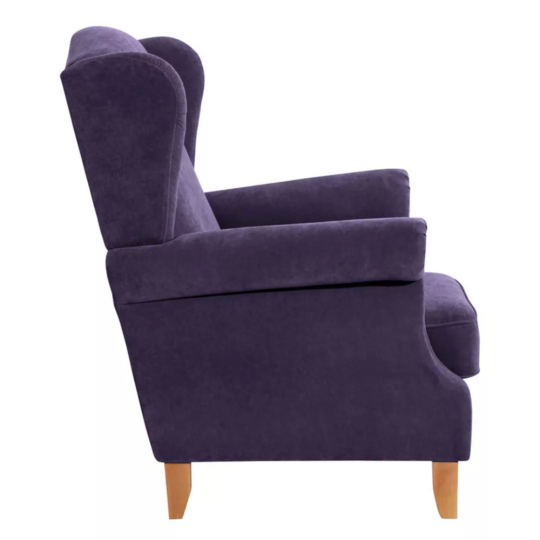 Ohrensessel violett Landhaus aus Velour 108 cm hoch - 88 cm breit günstig online kaufen