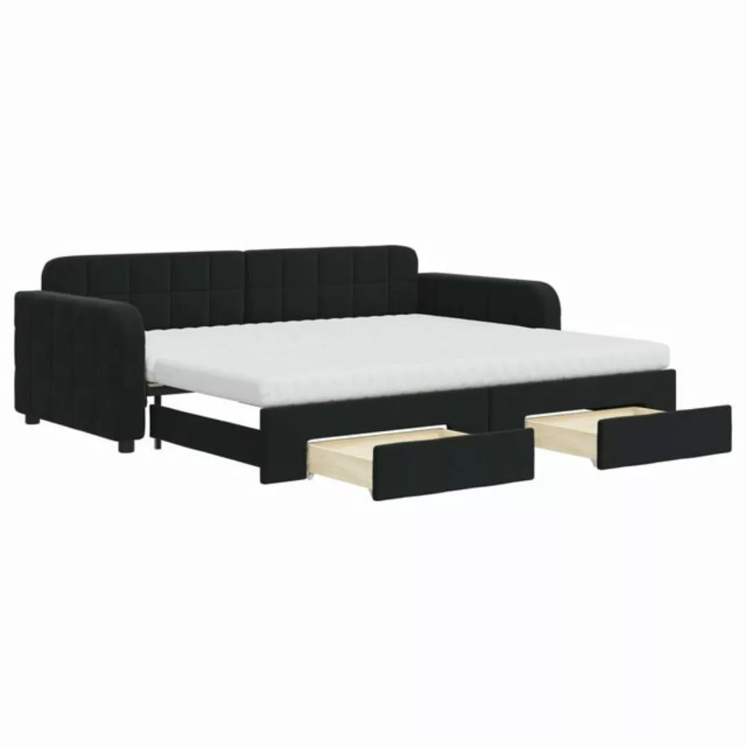 vidaXL Gästebett Tagesbett Ausziehbar mit Schubladen Schwarz 90x200 cm Samt günstig online kaufen