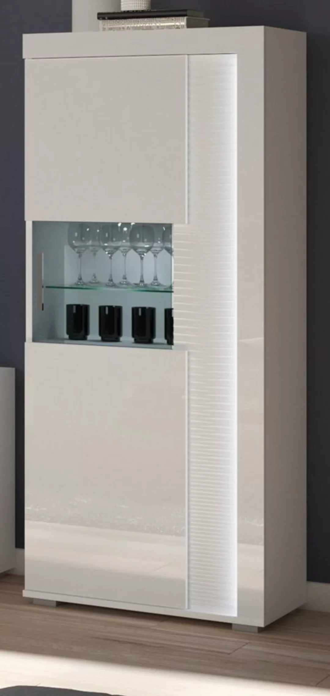 xonox.home Stauraumvitrine Skylight (Midischrank in weiß Hochglanz, 60 x 14 günstig online kaufen