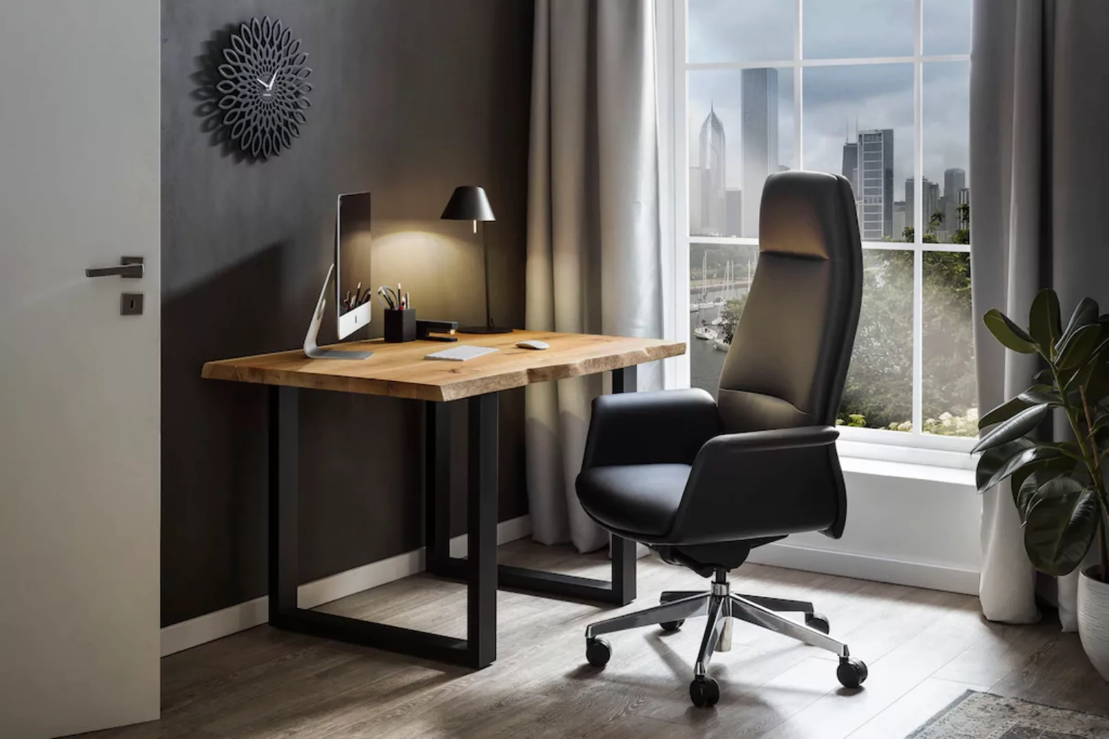 SalesFever Schreibtisch, echte Baumkante, Home office Laptoptisch günstig online kaufen