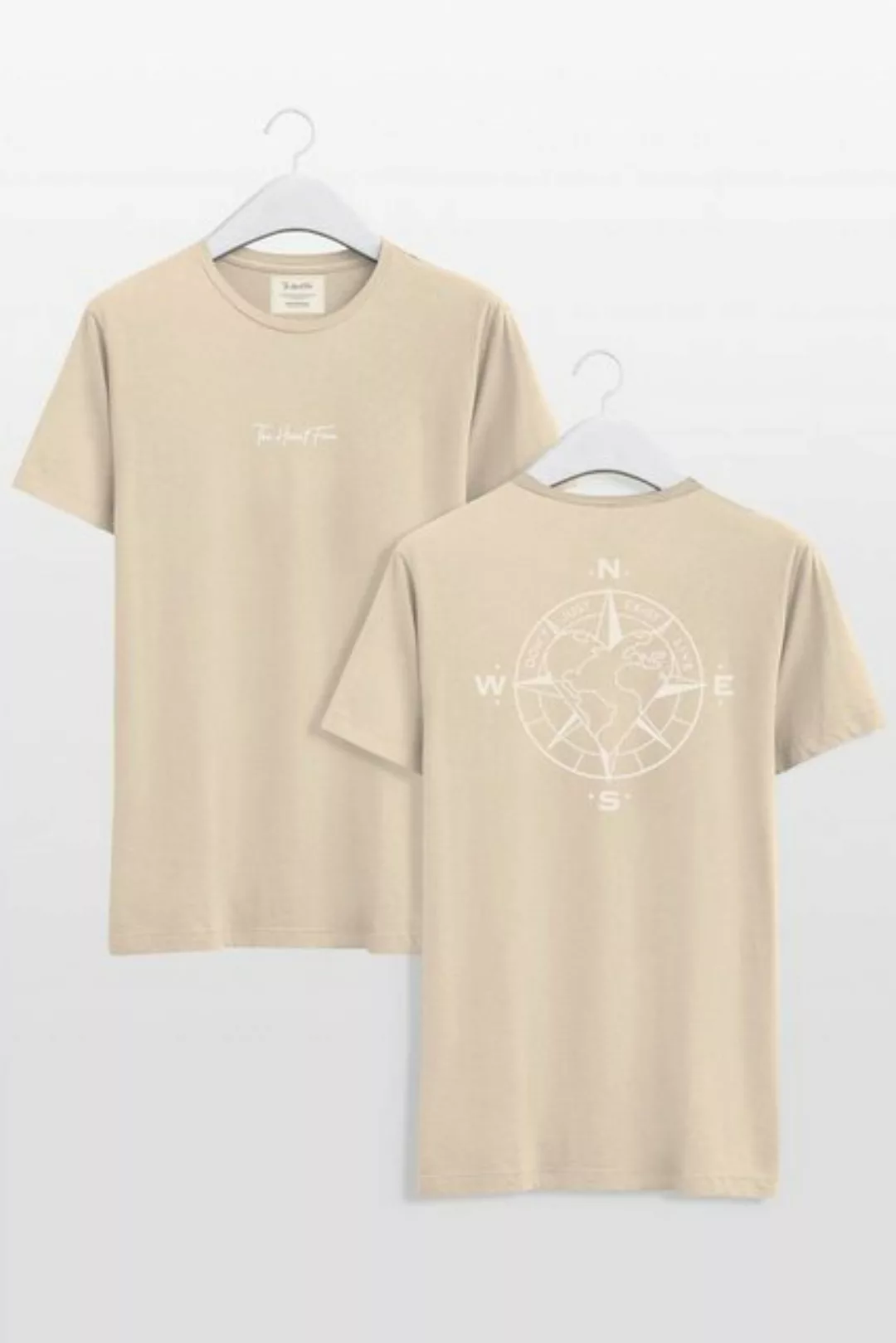 TheHeartFam T-Shirt Nachhaltiges Bio-Baumwolle Tshirt Sand Kompass Herren F günstig online kaufen