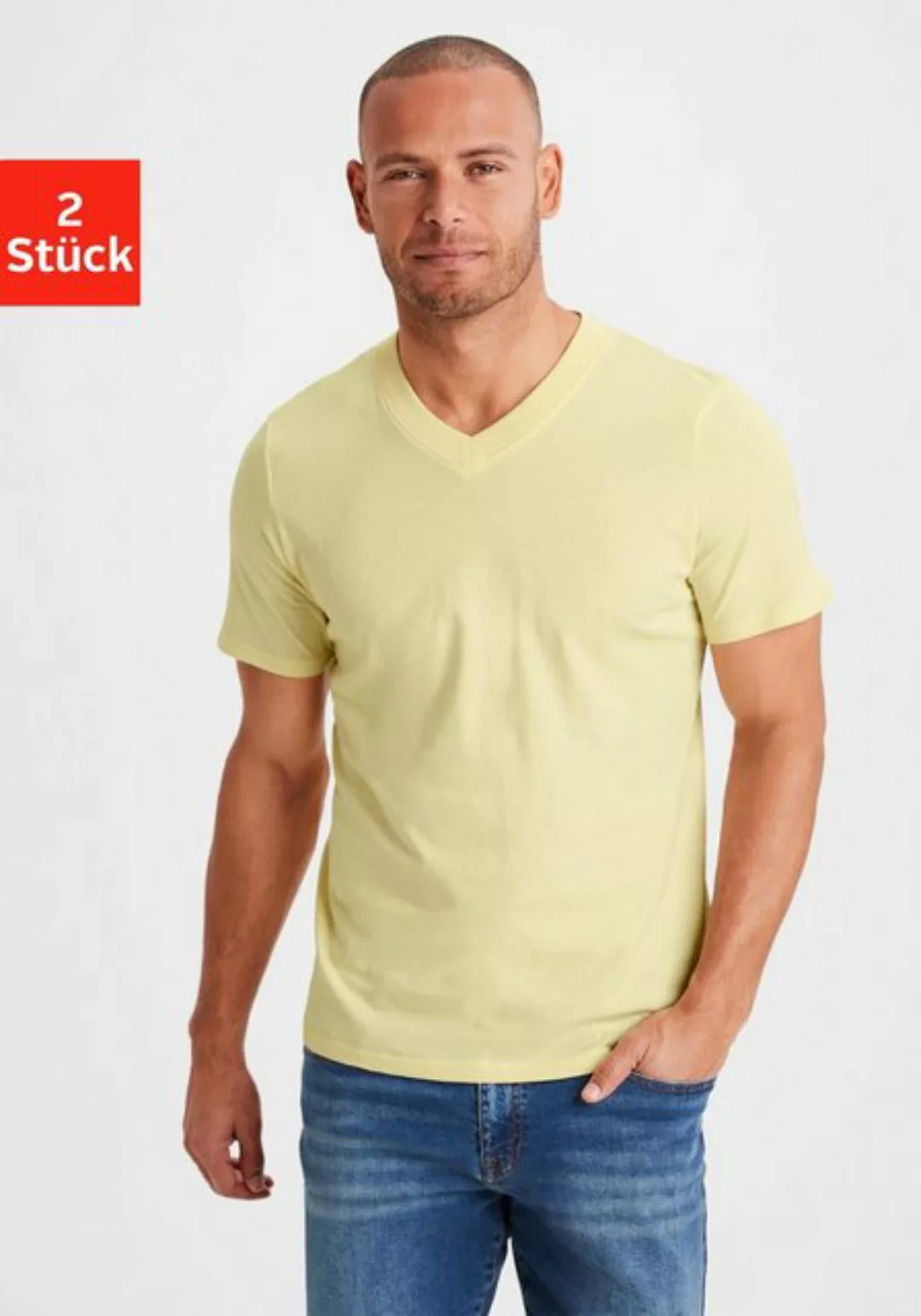 KangaROOS V-Shirt (2er-Pack) ein Must-Have in klassischer Form - mit V-Auss günstig online kaufen