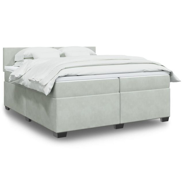 furnicato Bettgestell Boxspringbett mit Matratze Hellgrau 200x200 cm Samt günstig online kaufen