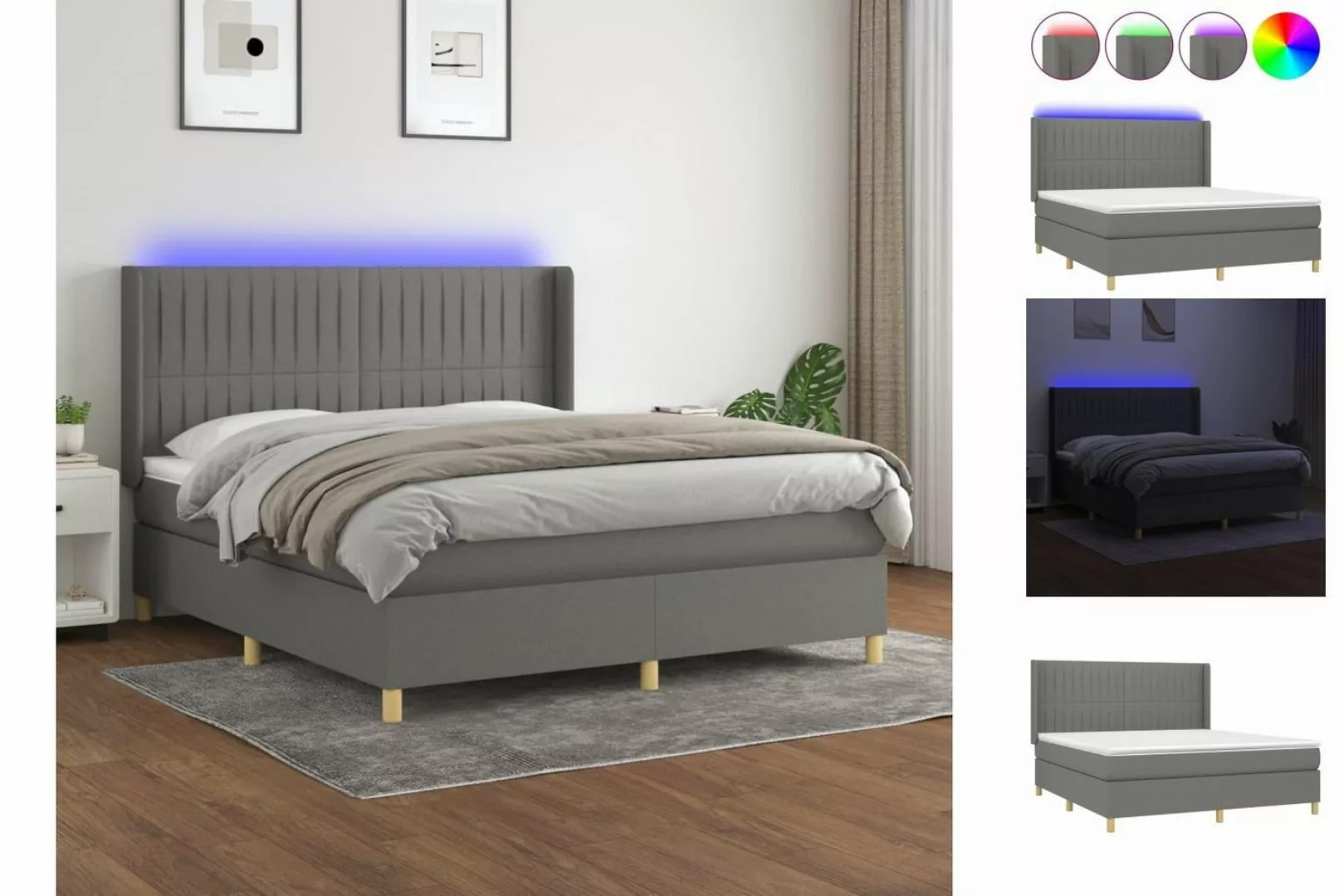 vidaXL Boxspringbett Bett Boxspringbett mit Matratze und LED Stoff (160 x 2 günstig online kaufen