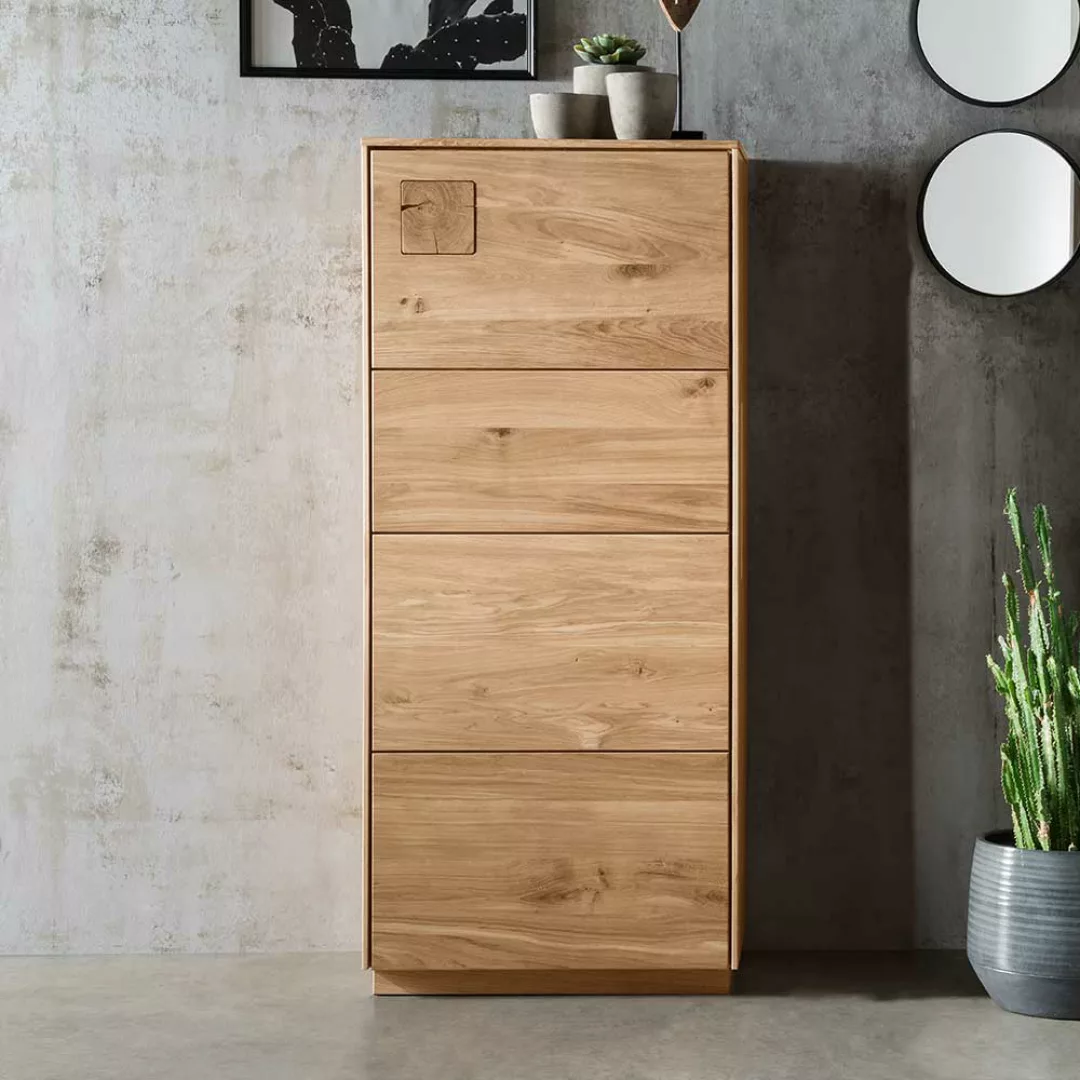 Massives Wildeiche Highboard geölt modernem Design günstig online kaufen