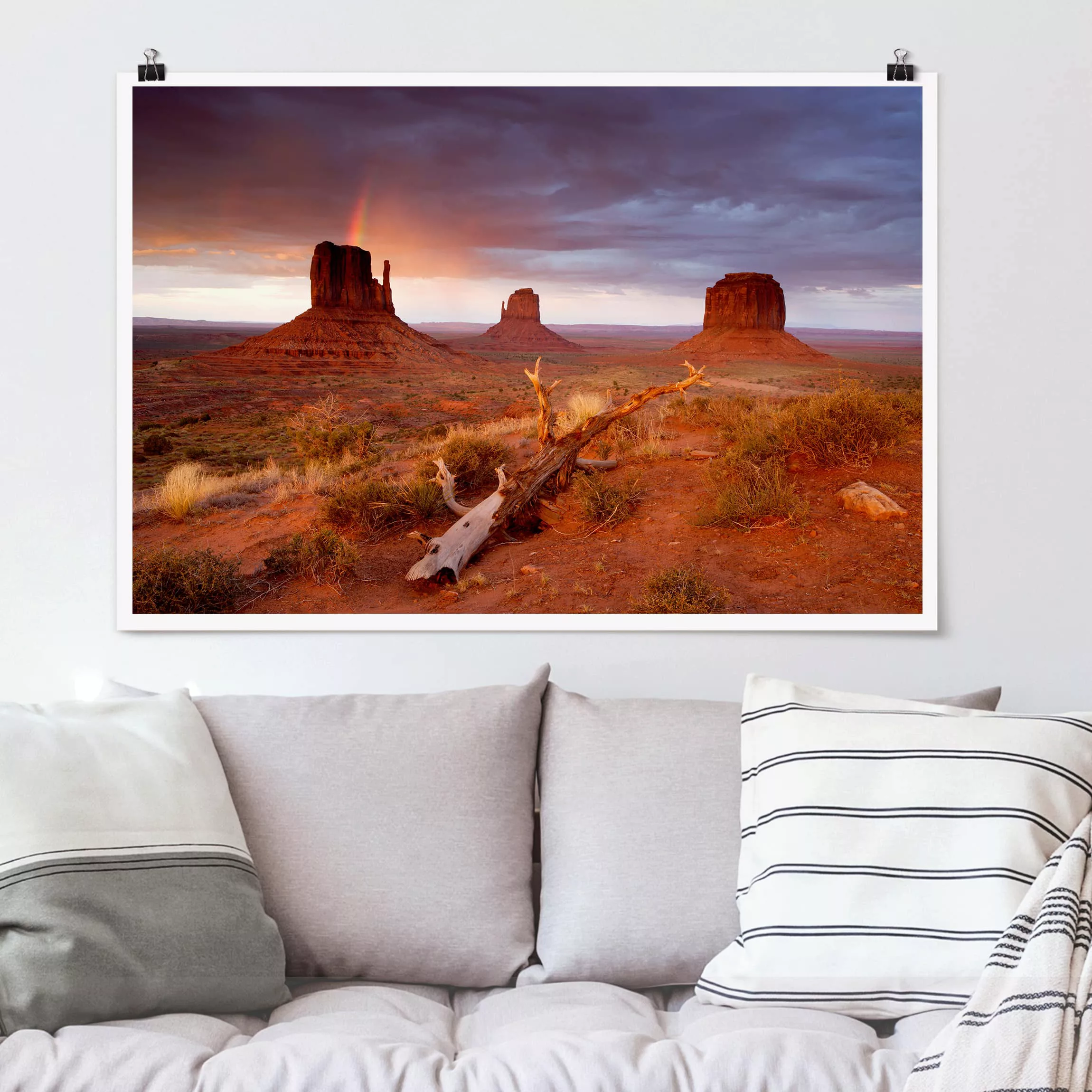 Poster Natur & Landschaft - Querformat Monument Valley bei Sonnenuntergang günstig online kaufen