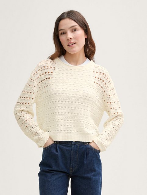 TOM TAILOR Denim Strickpullover Relaxed Fit Strickpullover mit Lochmuster günstig online kaufen