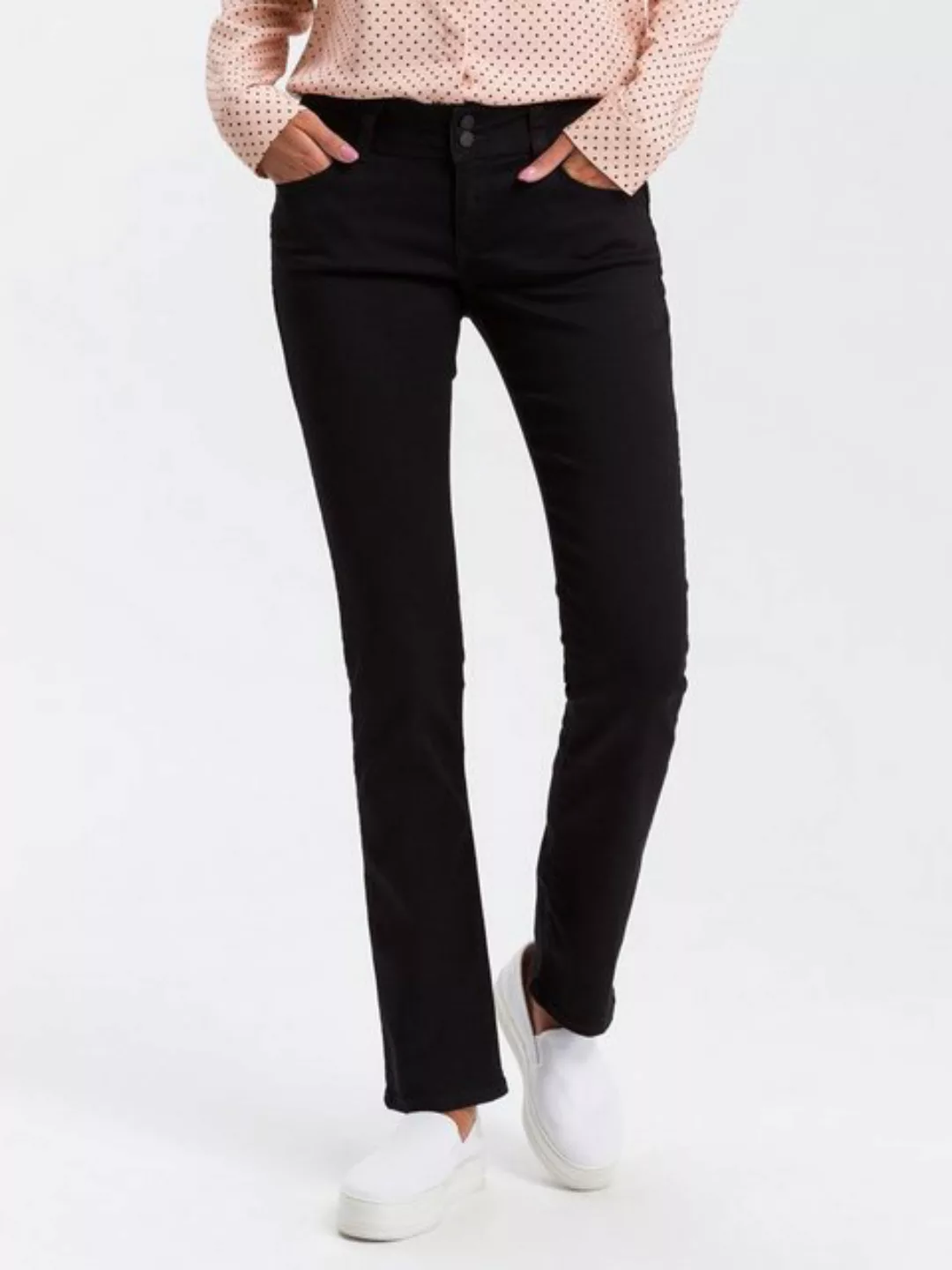 Cross Jeans Damen Jeans Loie - Regular Fit - Schwarz - Black günstig online kaufen