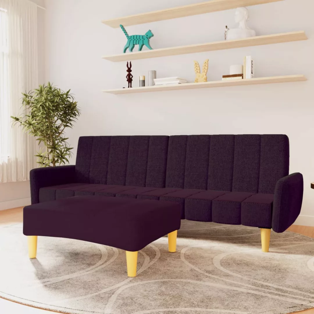 Vidaxl Schlafsofa 2-sitzer Mit Fußhocker Lila Stoff günstig online kaufen