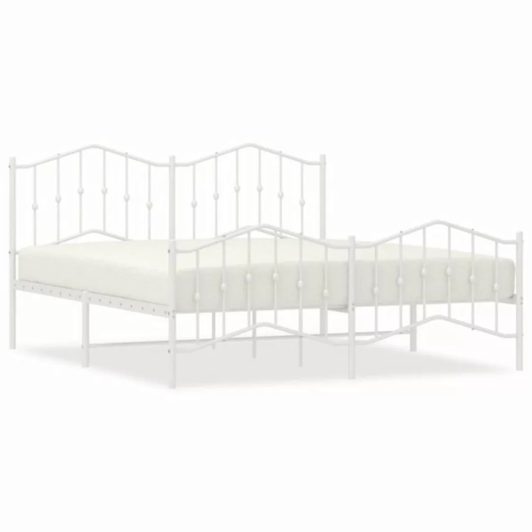 furnicato Bett Bettgestell mit Kopf- und Fußteil Metall Weiß 160x200 cm günstig online kaufen