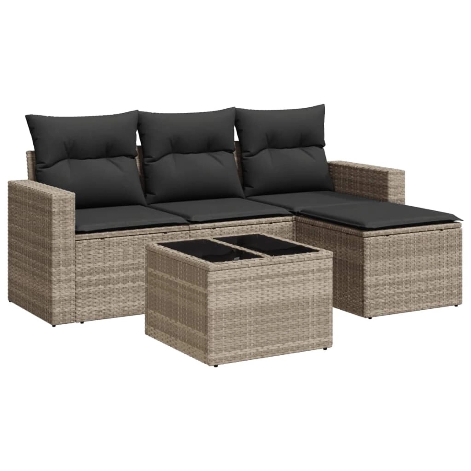 vidaXL 5-tlg Garten-Sofagarnitur mit Kissen Hellgrau Poly Rattan Modell 22 günstig online kaufen