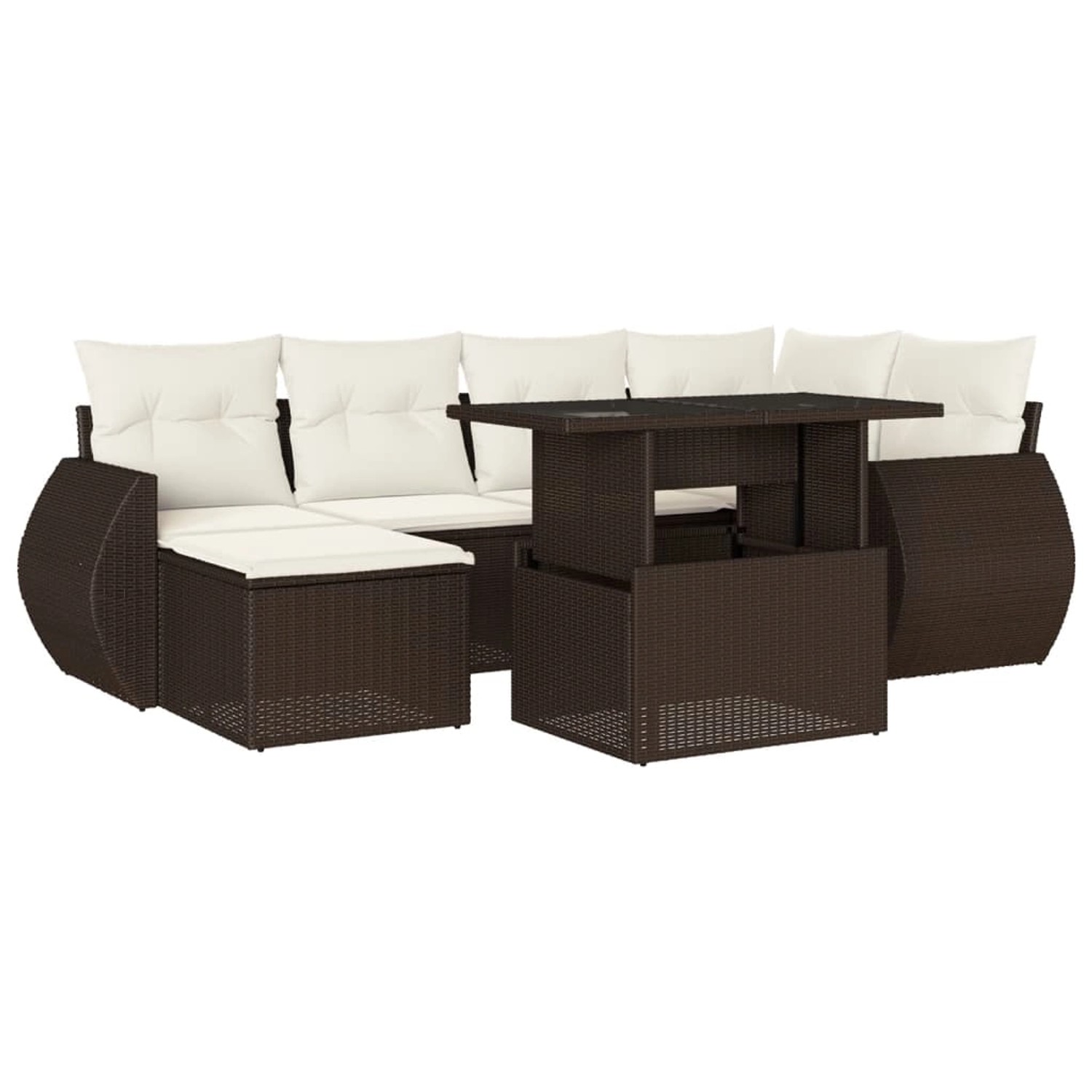 vidaXL 7-Tlg Garten-Sofagarnitur mit Kissen Braun Poly Rattan 3268683 günstig online kaufen