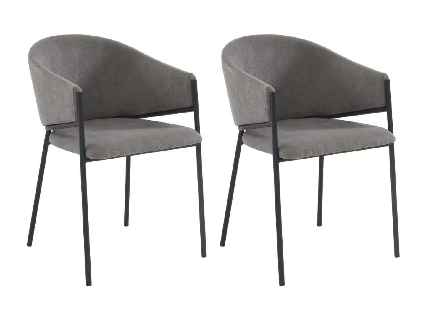 Stuhl mit Armlehnen 2er-Set - Stoff & Metall - Grau - ORDIDA von Pascal MOR günstig online kaufen