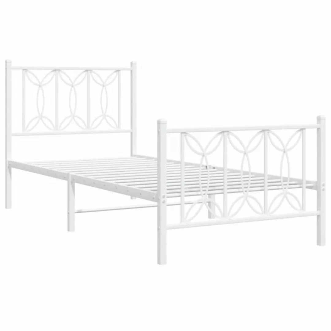 vidaXL Bett Bettgestell mit Kopf- und Fußteil Metall Weiß 75x190 cm günstig online kaufen