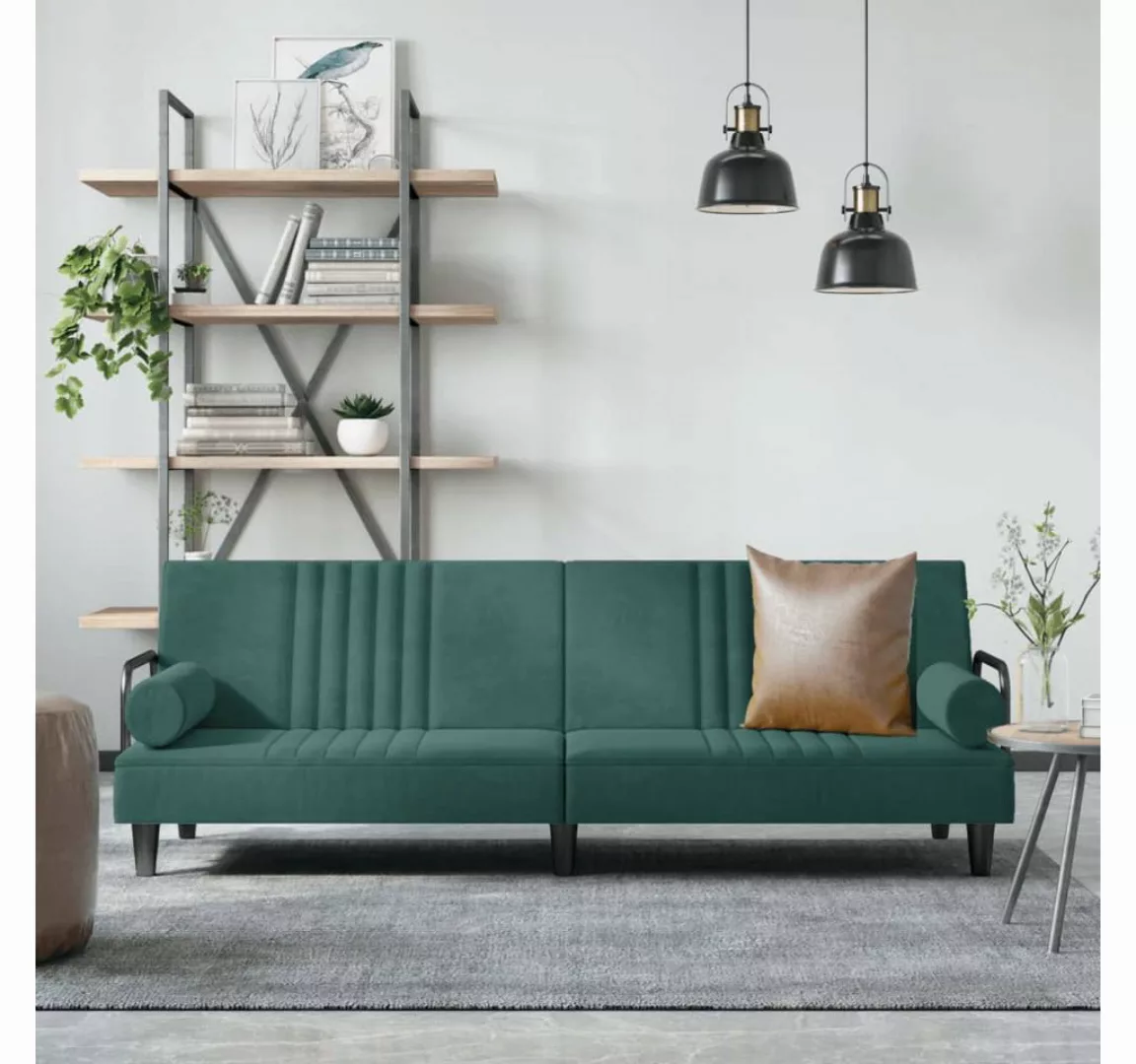 vidaXL Sofa Schlafsofa mit Armlehnen Dunkelgrün Samt Schlafcouch Couch Sofa günstig online kaufen