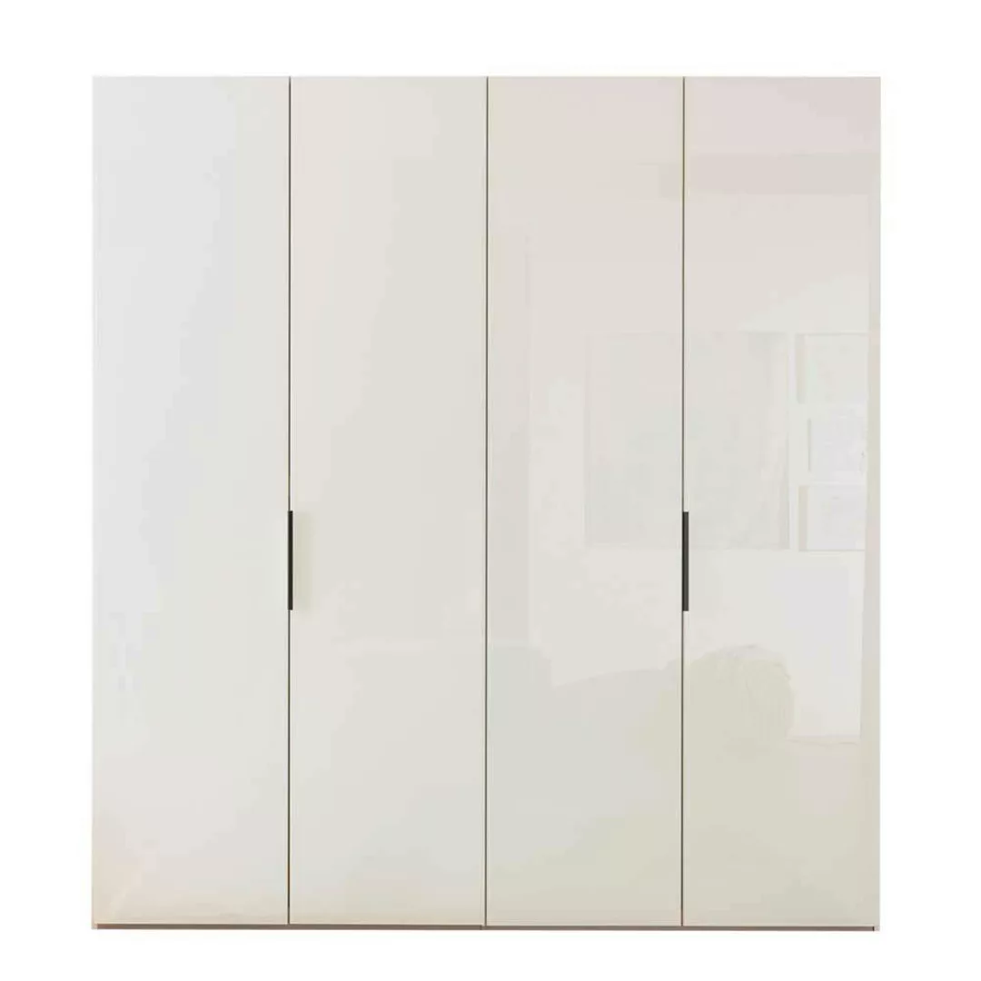 Kleiderschrank modern weiss mit Drehtüren Metallgriffen günstig online kaufen