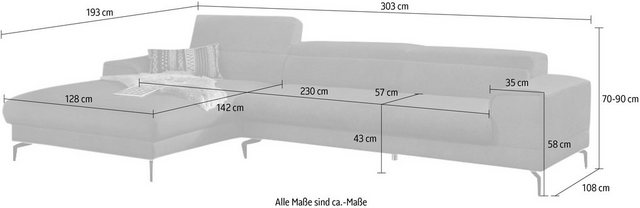 W.SCHILLIG Ecksofa "piedroo, Designsofa mit tollem Sitzkomfort, elegant und günstig online kaufen