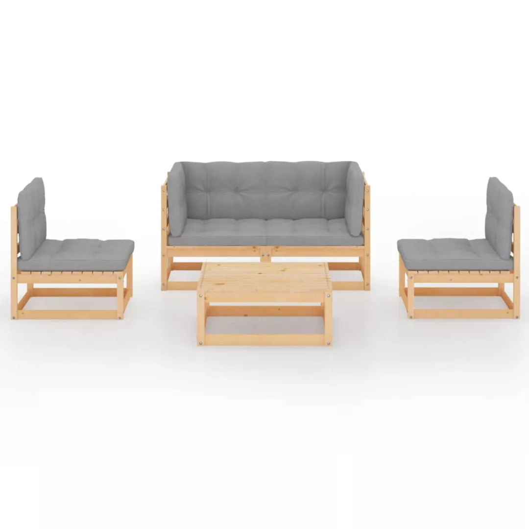 5-tlg. Garten-lounge-set Mit Kissen Kiefer Massivholz günstig online kaufen