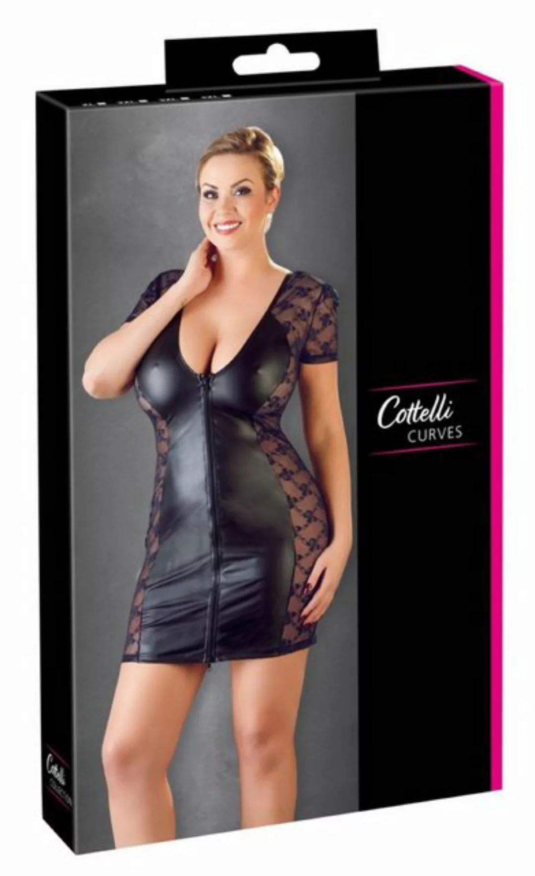 Cottelli CURVES Minikleid Kleid 2-Wege Reißverschluss schwarz sexy 3XL (1-t günstig online kaufen