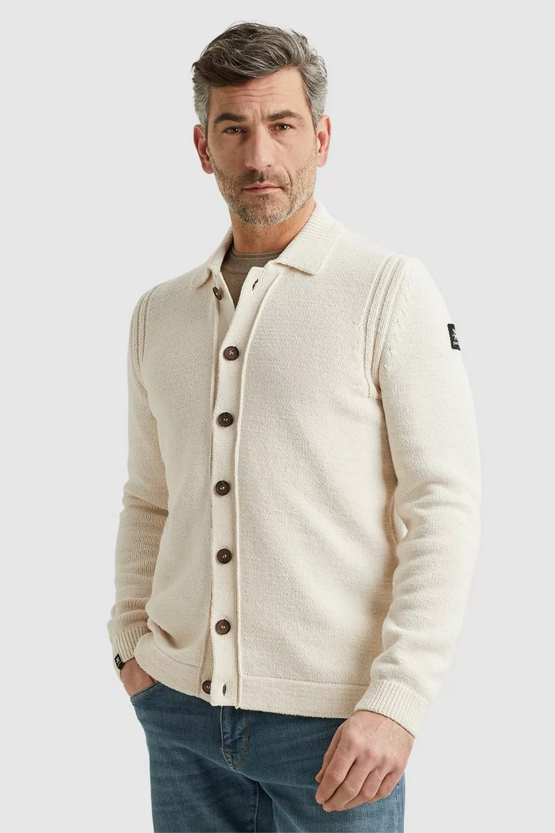 Vanguard Strickjacke Knopf Ecru - Größe L günstig online kaufen