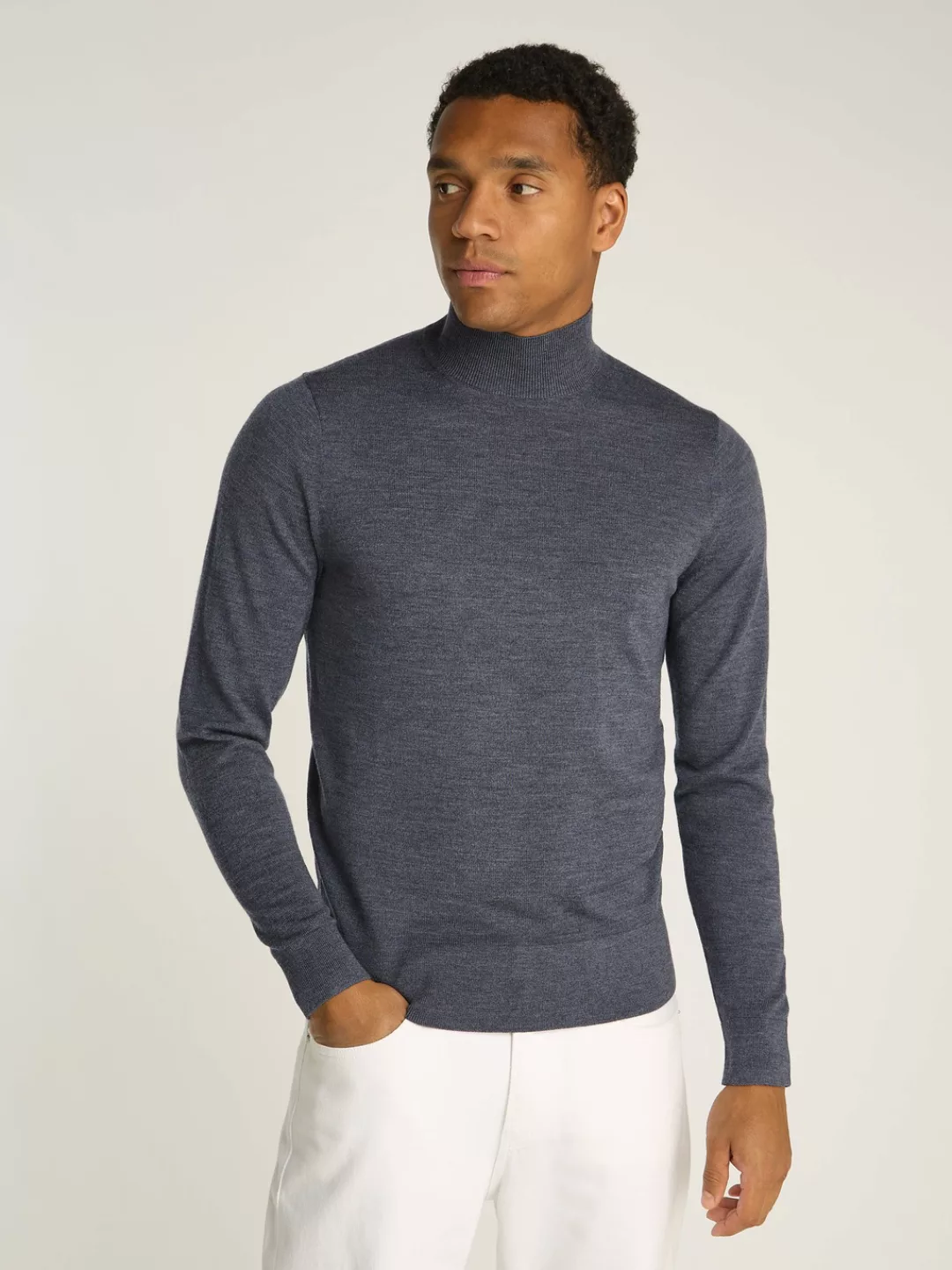 Calvin Klein Rollkragenpullover MERINO MOCK NECK SWEATER mit Markenlabel günstig online kaufen