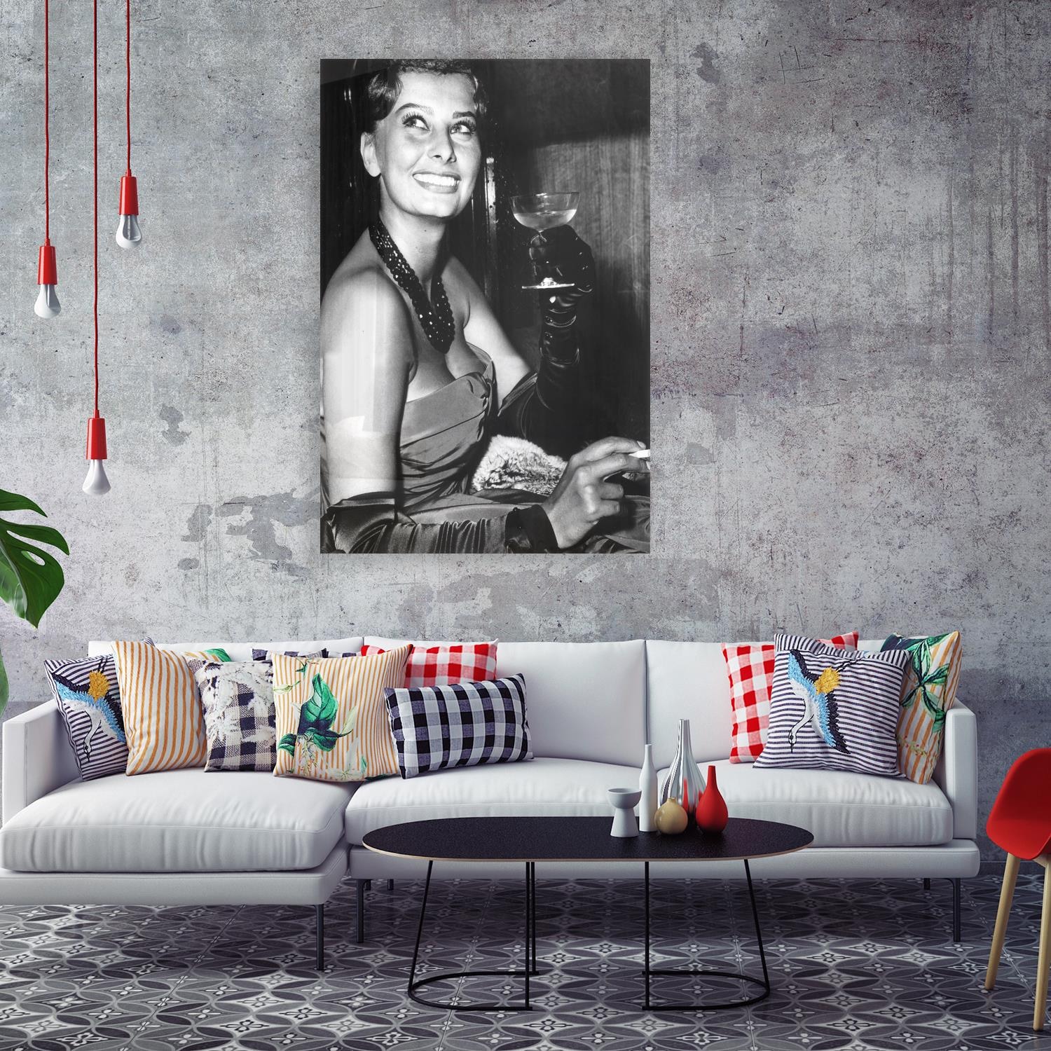 queence Acrylglasbild »Champagne«, Schwarz-Weiß-Frau-Stars-Portrait-Foto-Fi günstig online kaufen