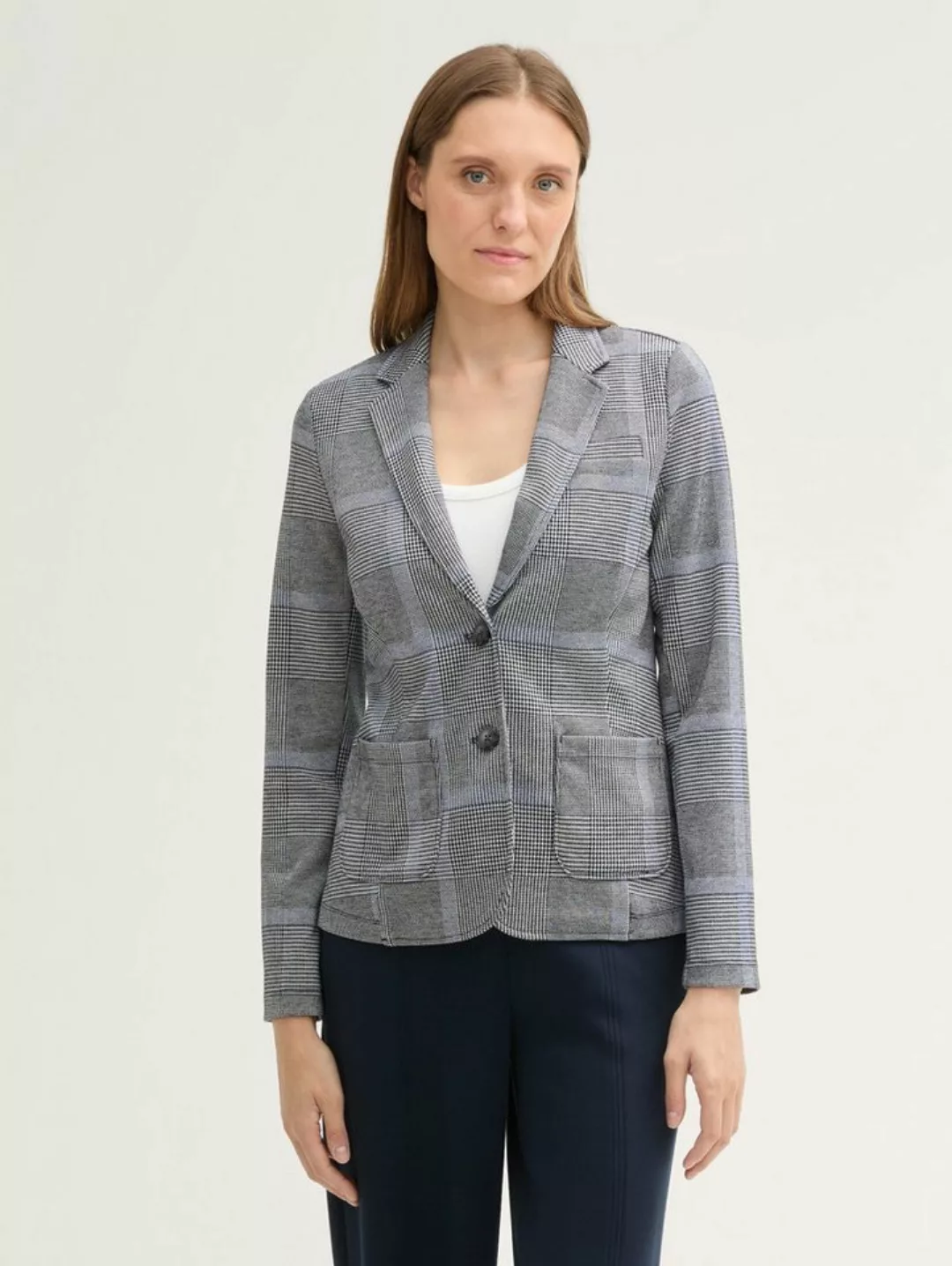 TOM TAILOR Jackenblazer Karierter Blazer mit LENZING™ EcoVero™ günstig online kaufen