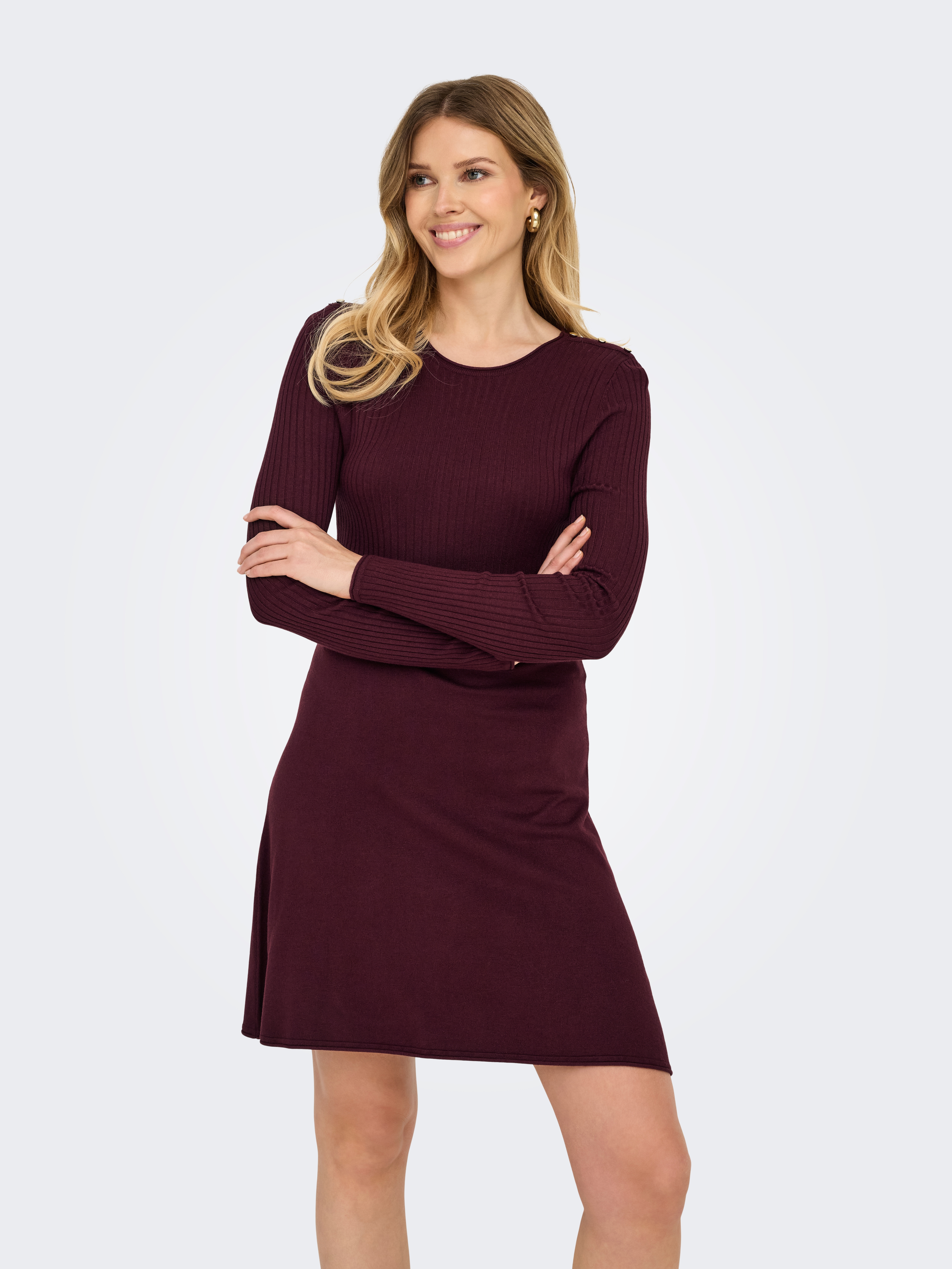 ONLY Midikleid "ONLMILA SL BUTTON O-NECK DRESS EX KNT" günstig online kaufen