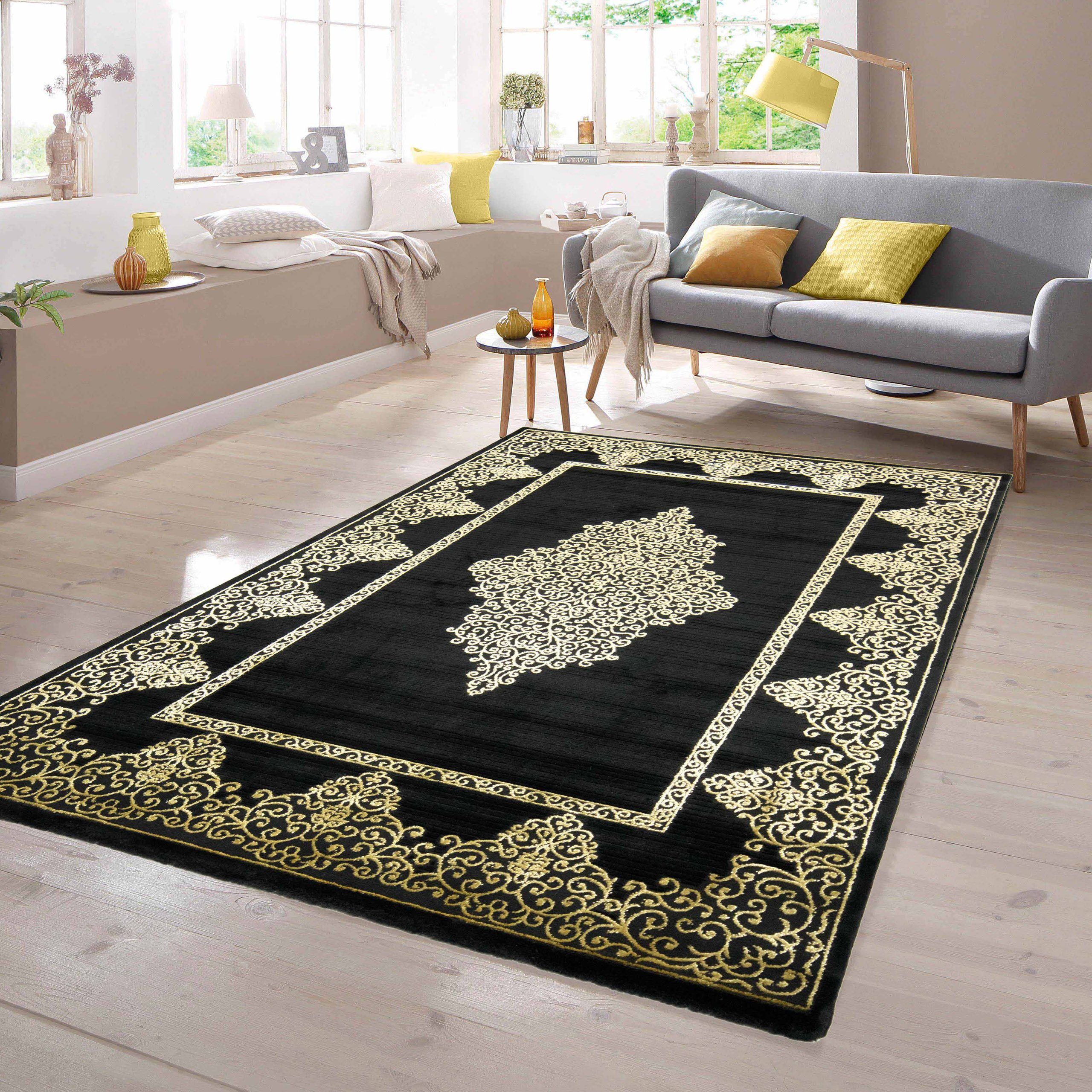 TeppichHome24 Teppich Wohnzimmerteppich Ornamente in schwarz günstig online kaufen