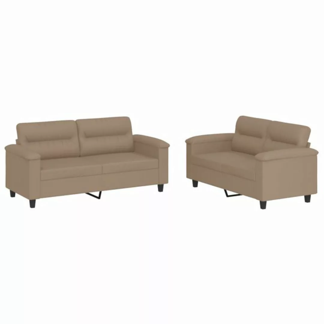 vidaXL Sofa, 2-tlg. Sofagarnitur mit Kissen Cappuccino-Braun Kunstleder günstig online kaufen