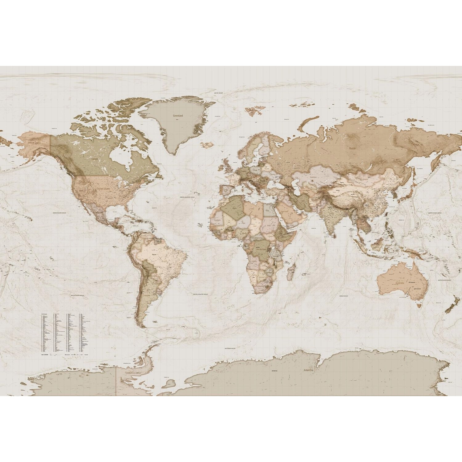 Komar Fototapete Earth Map Beige 350 x 250 cm 611638 günstig online kaufen