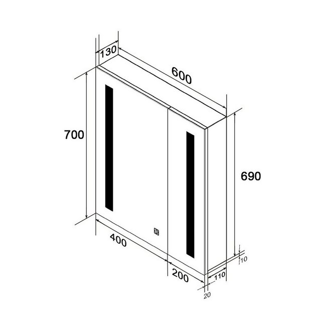 SONNI Spiegelschrank LED Spiegelschrank mit Beleuchtung 60x70cm Edelstahl m günstig online kaufen