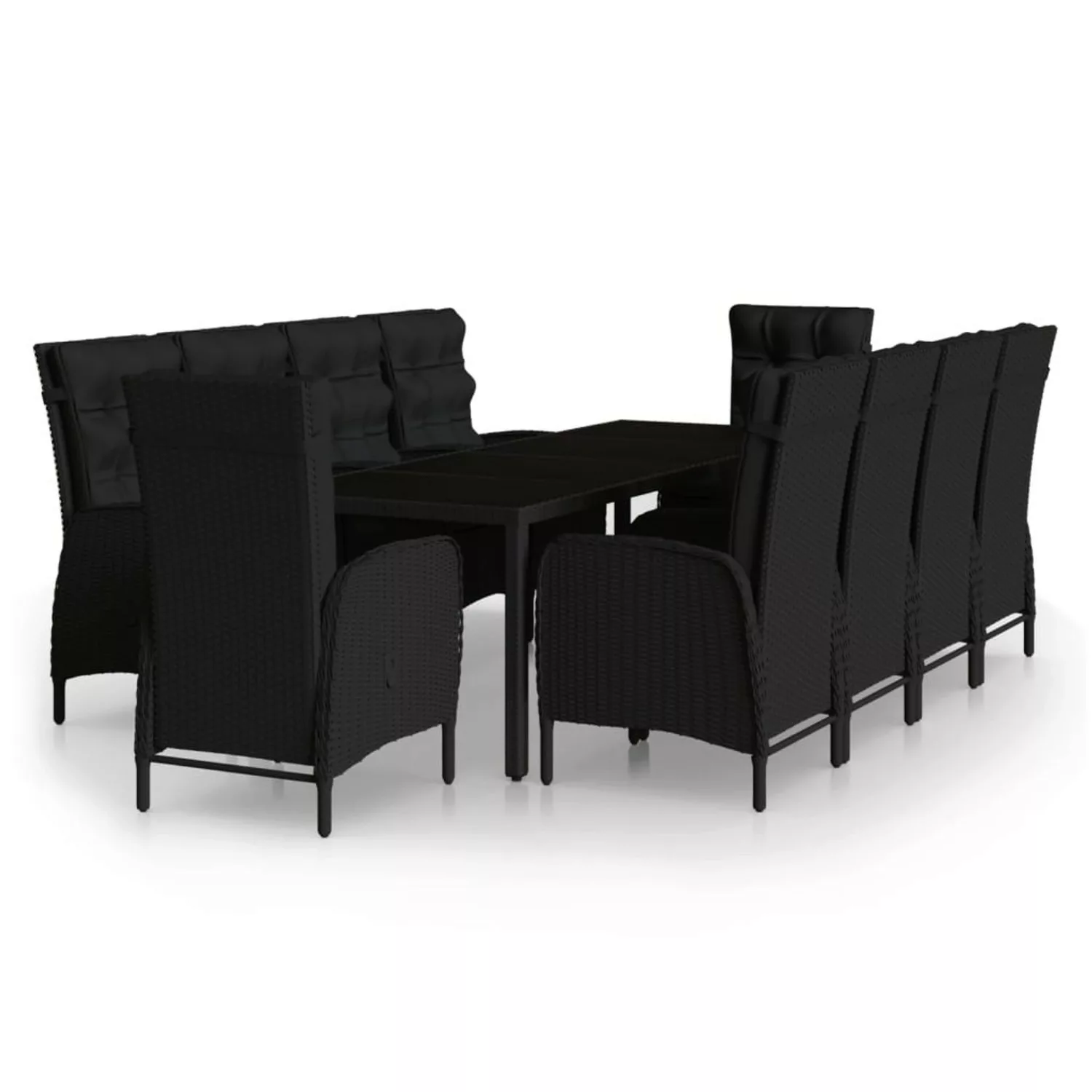 vidaXL 11-tlg Garten-Essgruppe Poly Rattan Schwarz Modell 7 günstig online kaufen