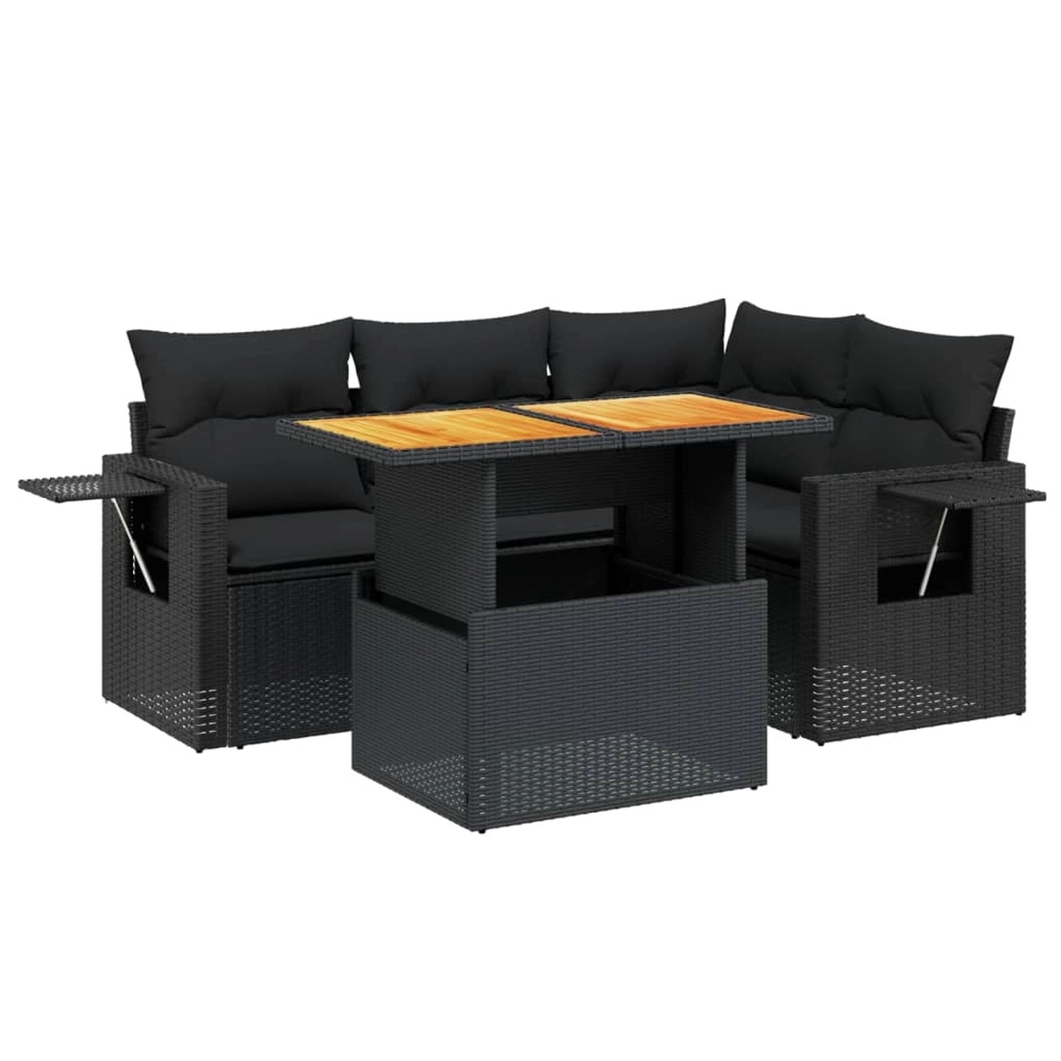 vidaXL 5-Tlg Garten-Sofagarnitur mit Kissen Schwarz Poly Rattan 3271734 günstig online kaufen