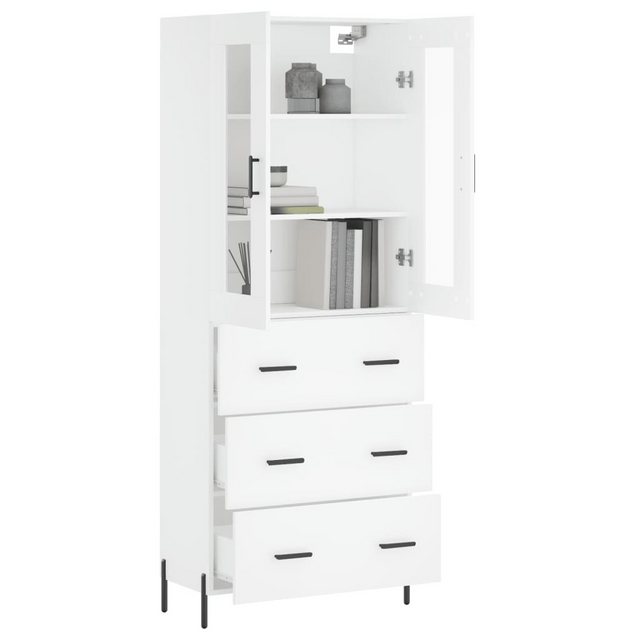 vidaXL Vitrine Highboard Weiß 69,5x34x180 cm Spanplatte Glas Vitrine günstig online kaufen