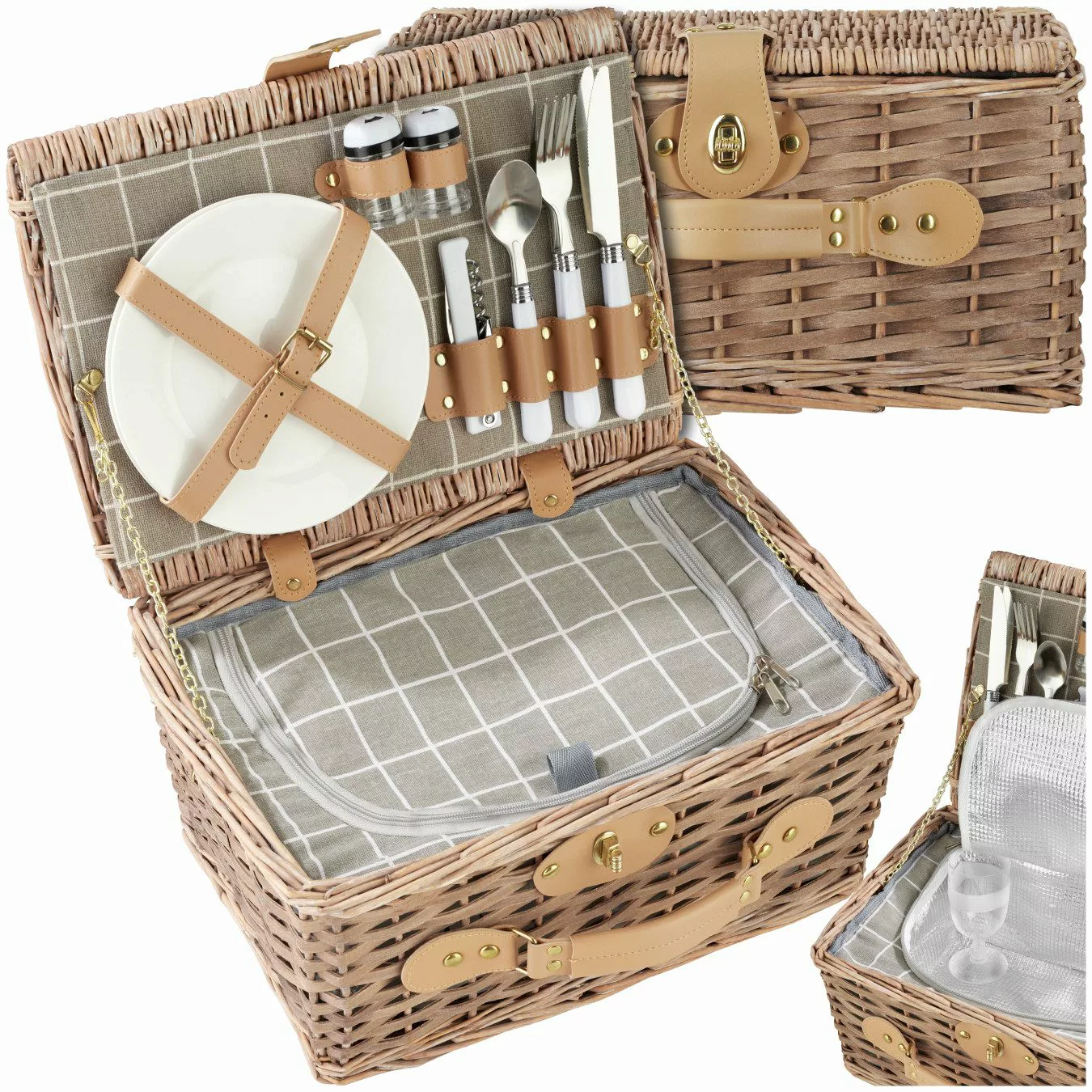 tectake Picknickkorb Langeoog (Komplettset, 10-teiliges Geschirrset, günstig online kaufen