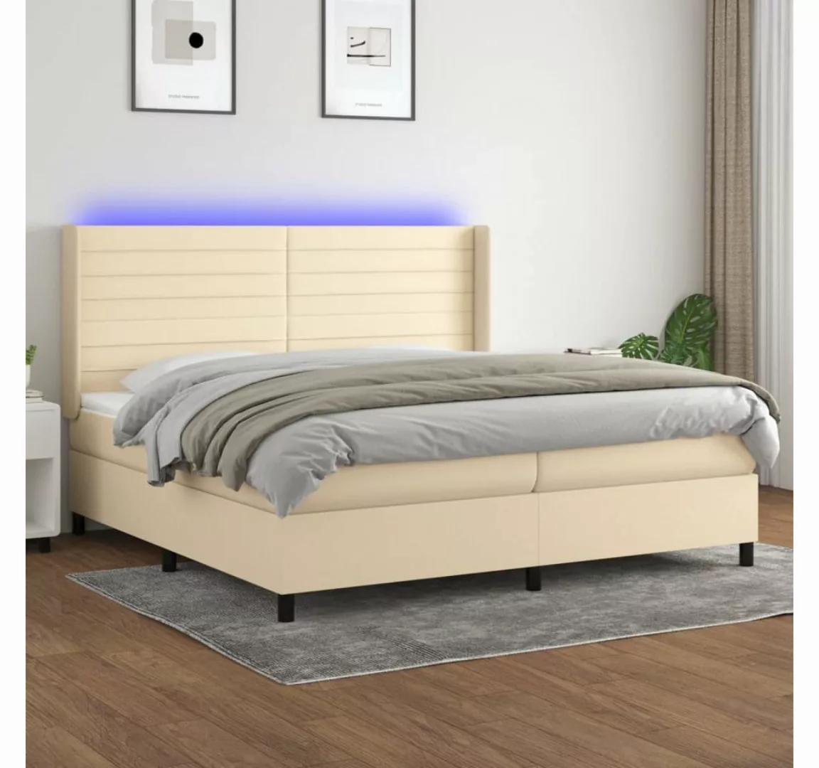 vidaXL Boxspringbett Boxspringbett mit Matratze und LED Stoff (200 x 200 cm günstig online kaufen