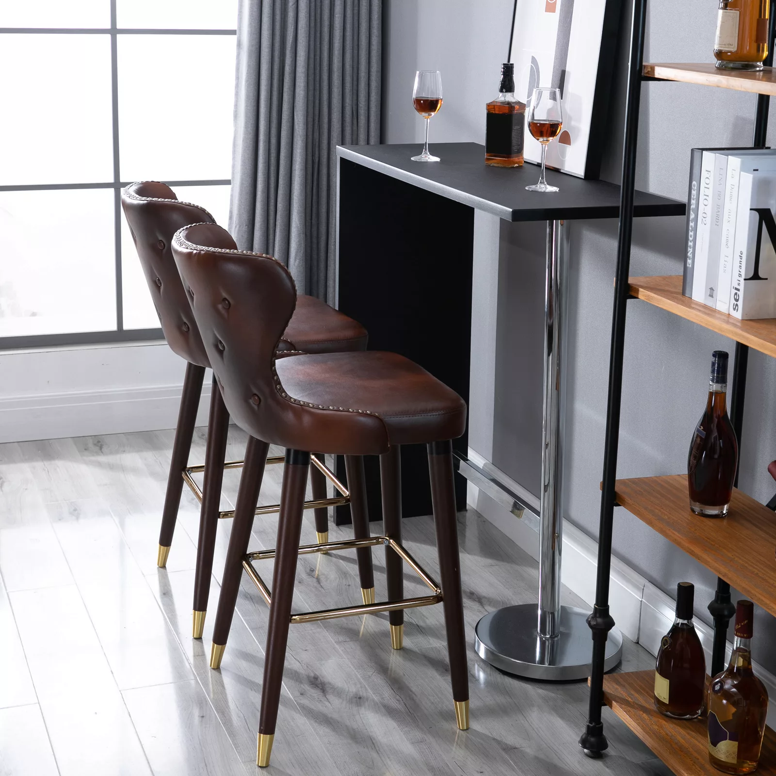 HOMCOM Barhocker 2er-Set eleganter Bistrostuhl mit Fußstütze & Rückenlehne, günstig online kaufen