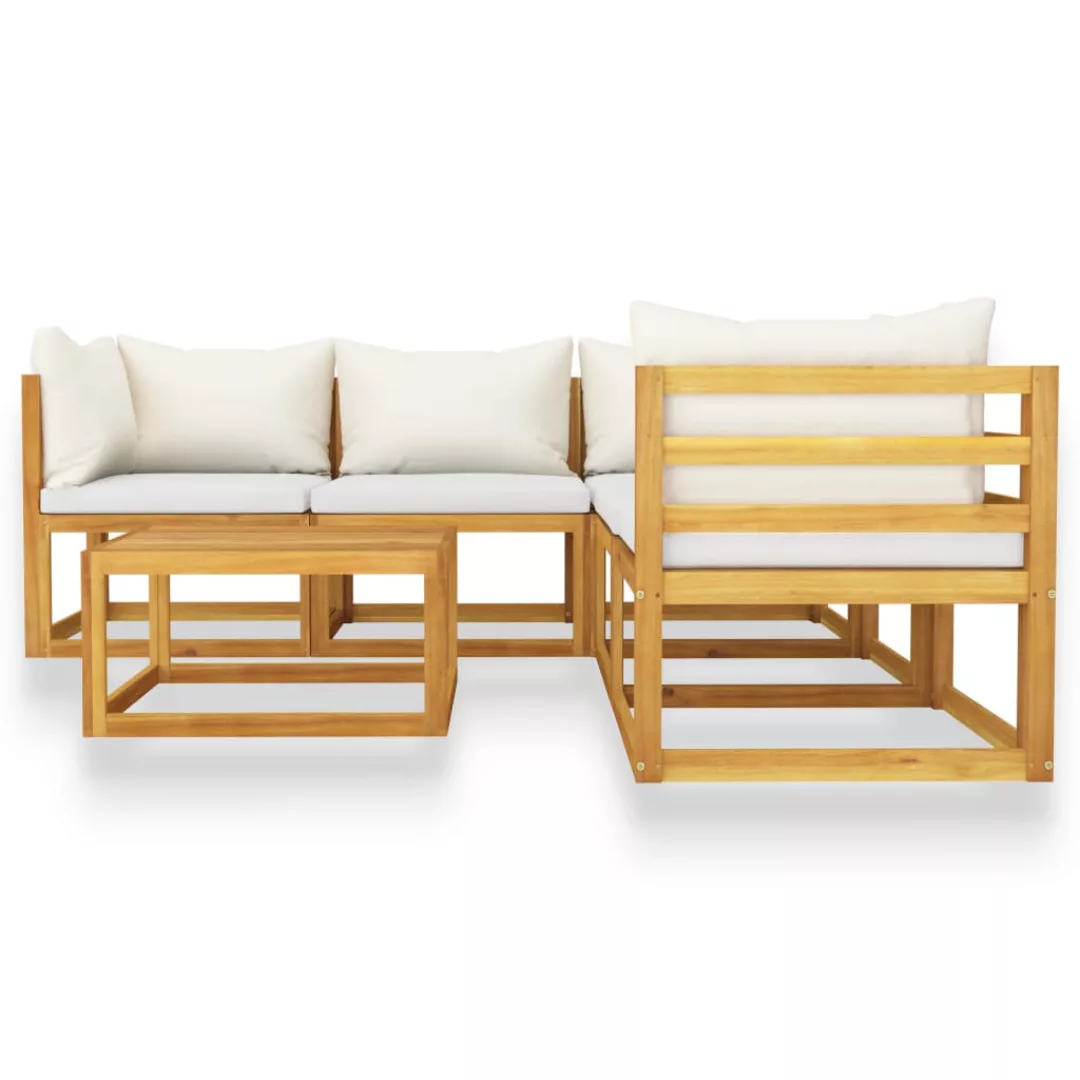 6-tlg. Garten-lounge-set Mit Auflagen Creme Massivholz Akazie günstig online kaufen