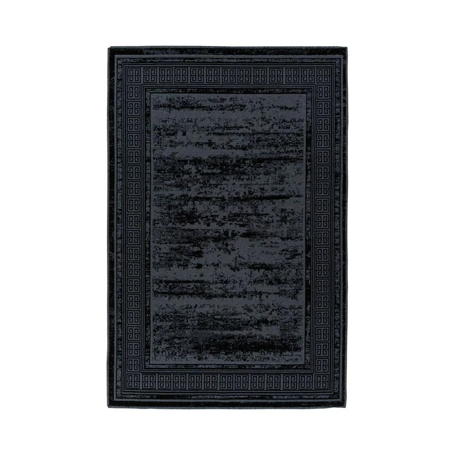 MeGusta Flachflor Teppich UsedLook Modern Schwarz Polyester 80x150 cm Eva günstig online kaufen