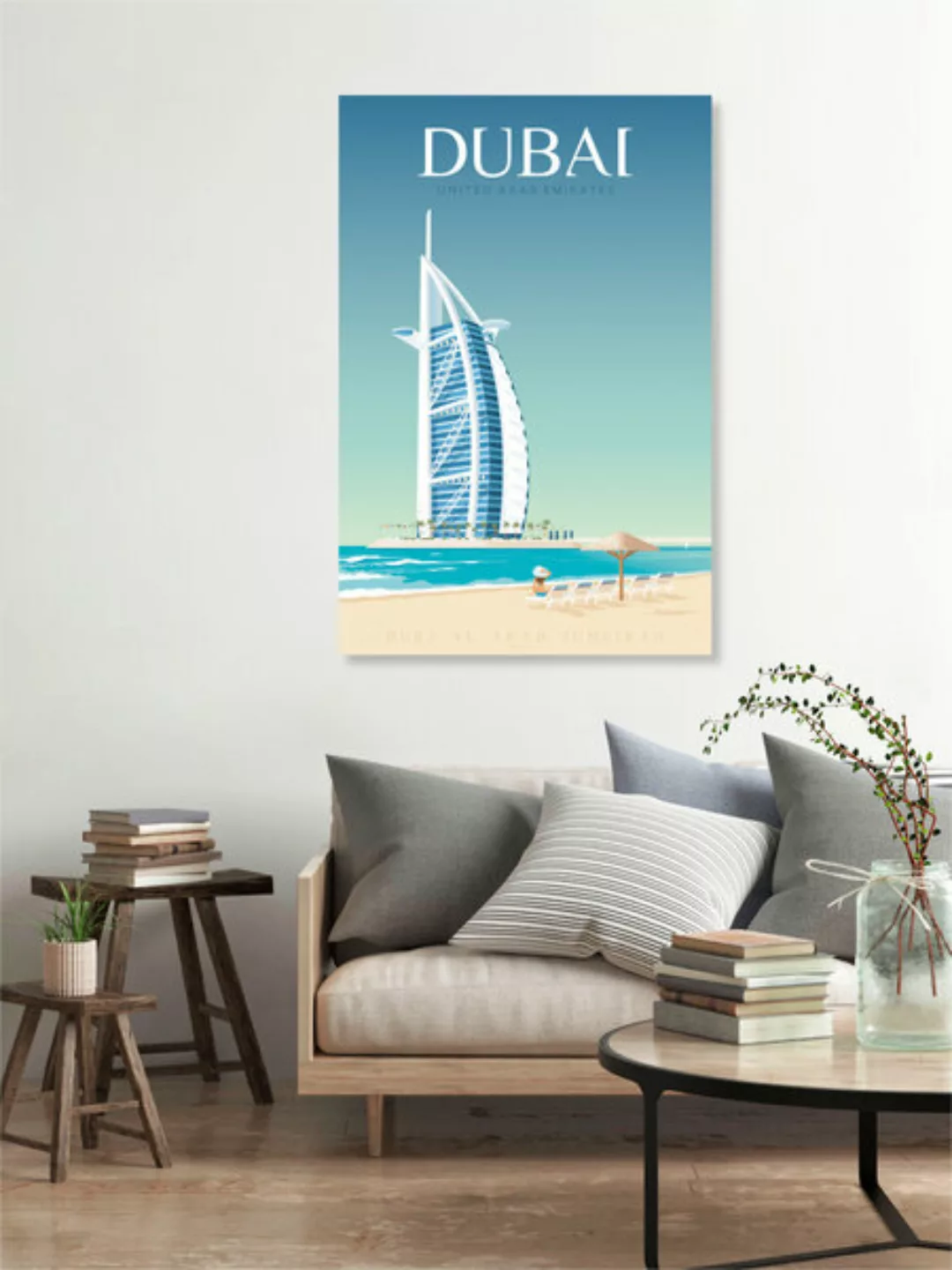 Poster / Leinwandbild - Burj Khalifa Dubai Vintage Travel Wandbild günstig online kaufen