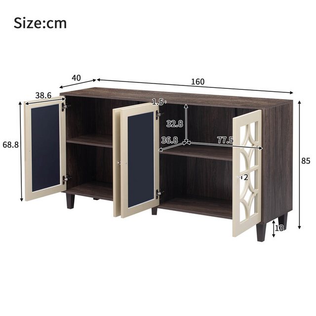 Furnishings Home Beistellschrank Klassisches Schließfach Sideboard (Set, 1e günstig online kaufen