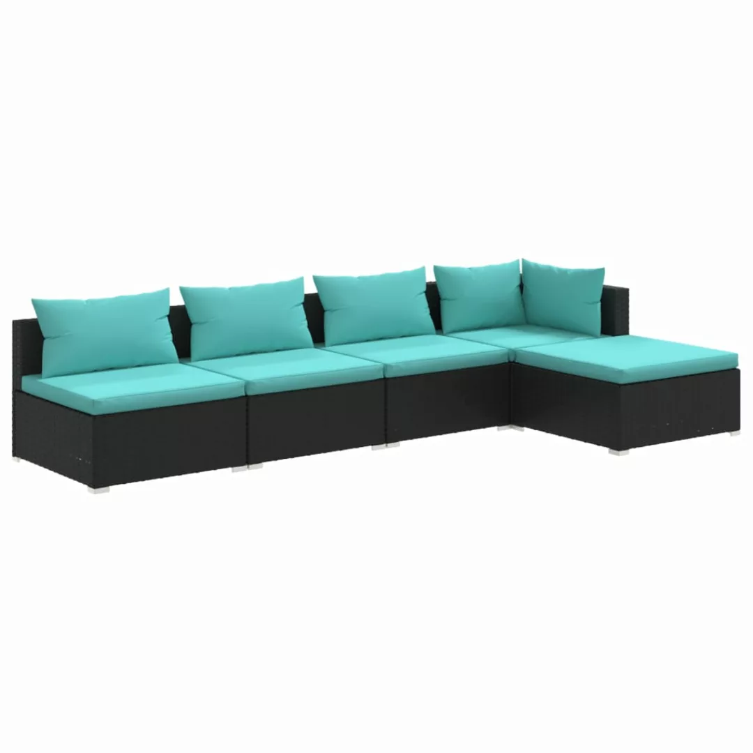 Vidaxl 5-tlg. Garten-lounge-set Mit Kissen Poly Rattan Schwarz günstig online kaufen