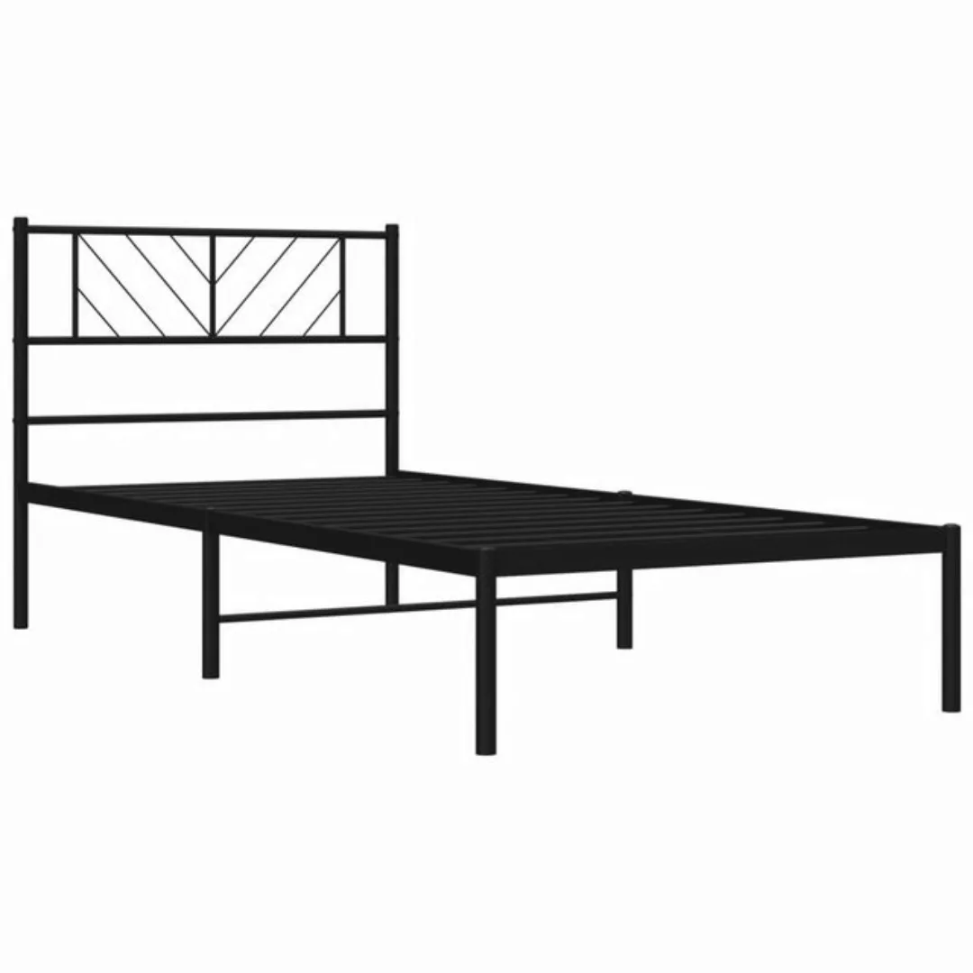 vidaXL Bettgestell Bettrahmen mit Kopfteil Metall Schwarz 75x190 cm Bett Be günstig online kaufen